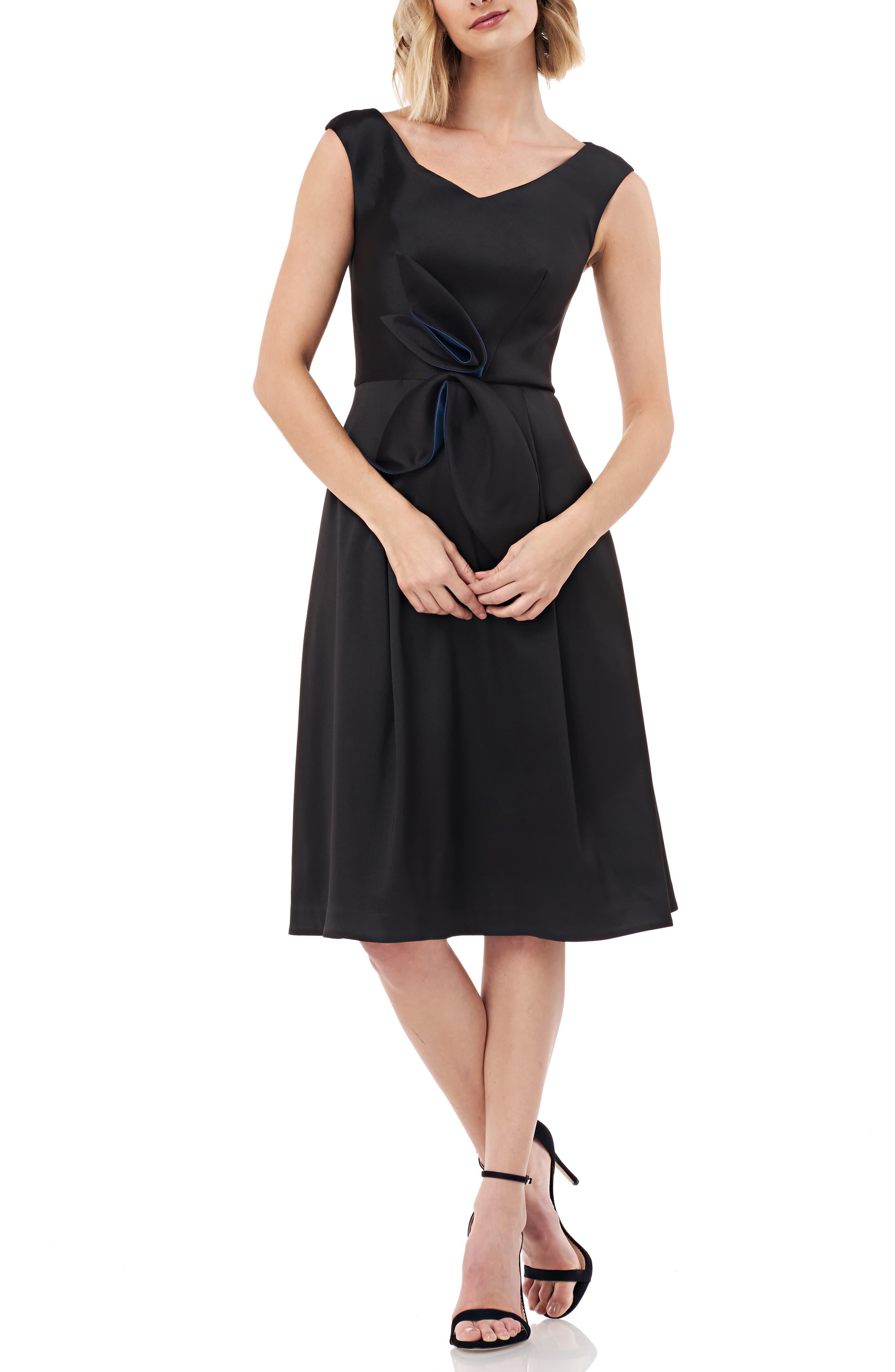 Kay Unger Sleeveless Stretch Mikado Fit & Flare Dress in Black - Lyst