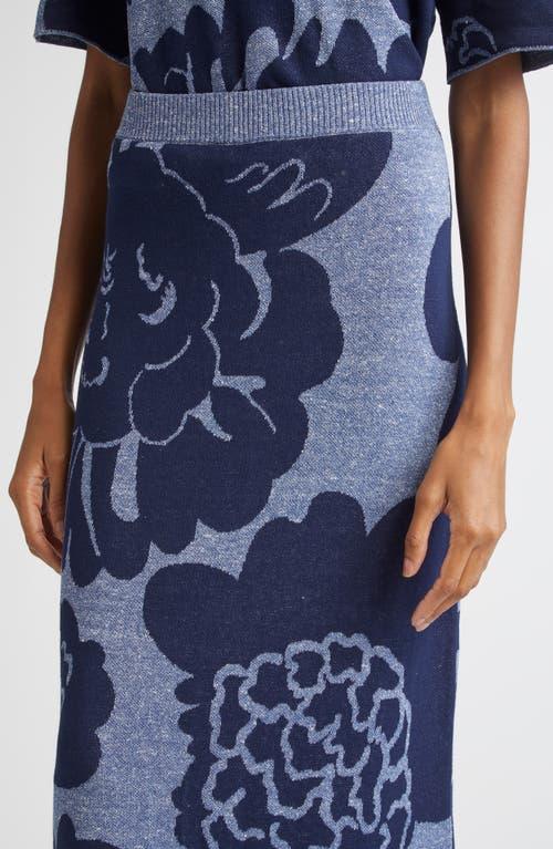 Marimekko Sivellys Pioni Linen Blend Sweater Skirt in Blue | Lyst