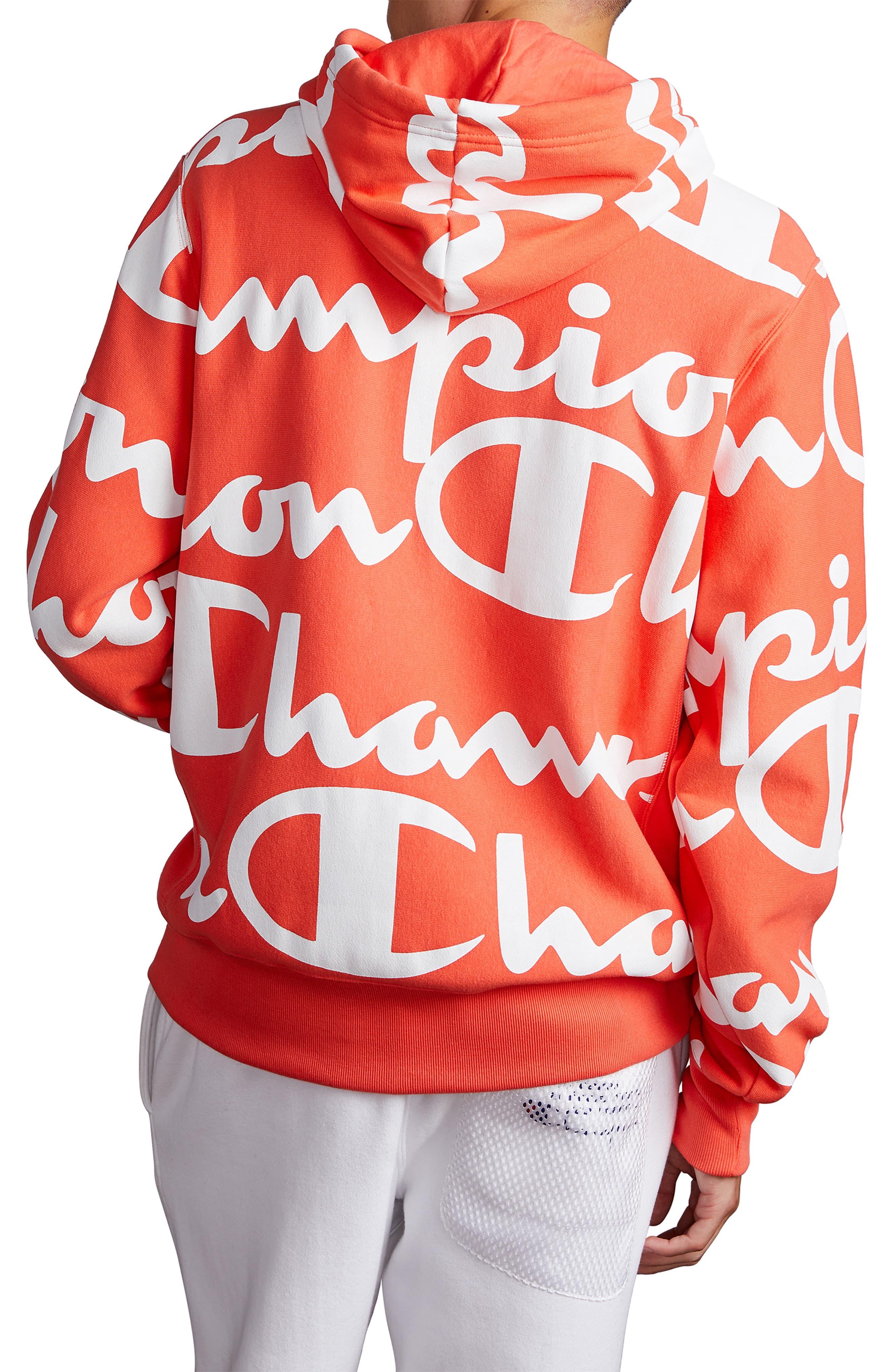 champion all over print hoodie red