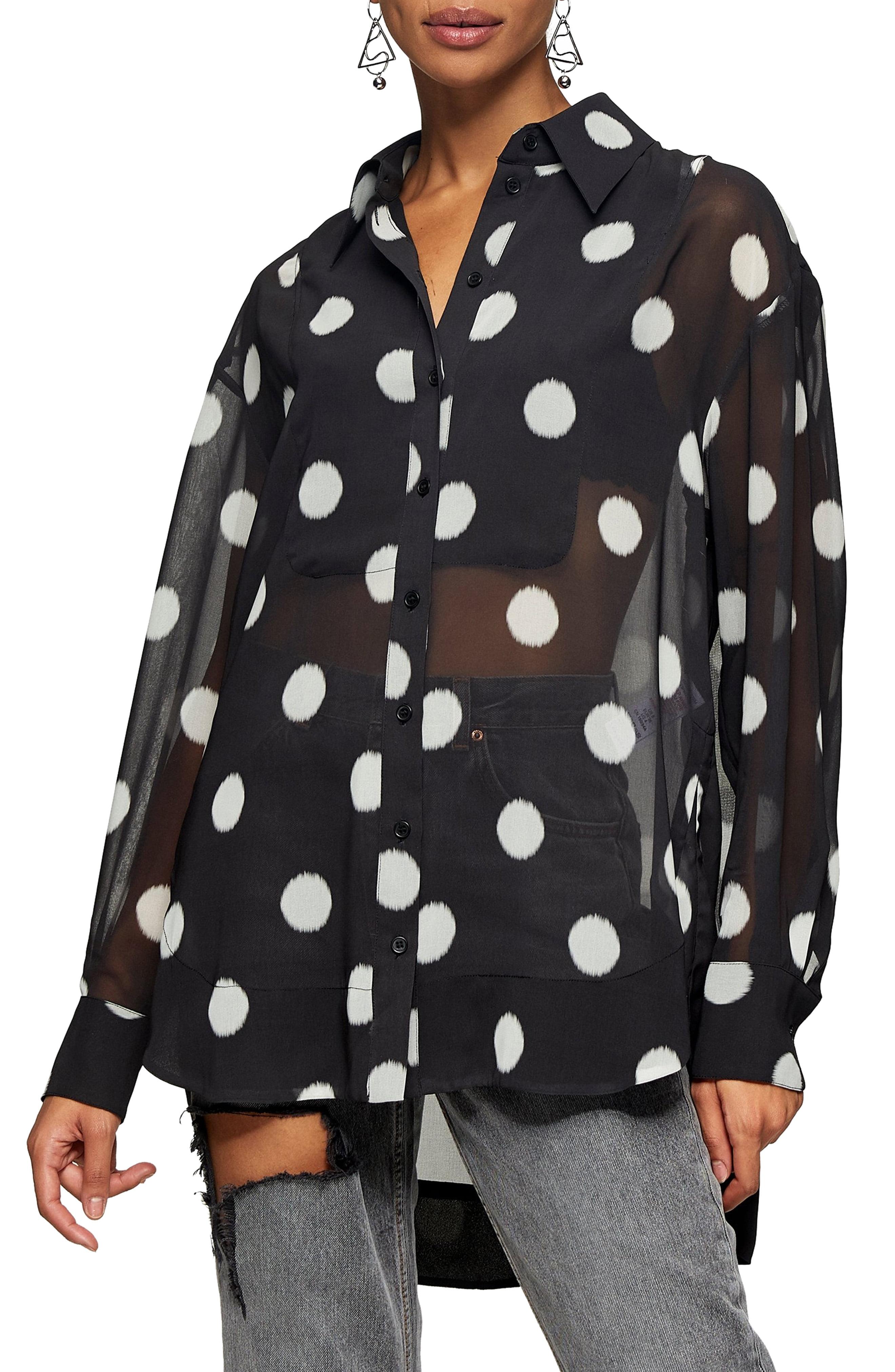 topshop sheer black blouse