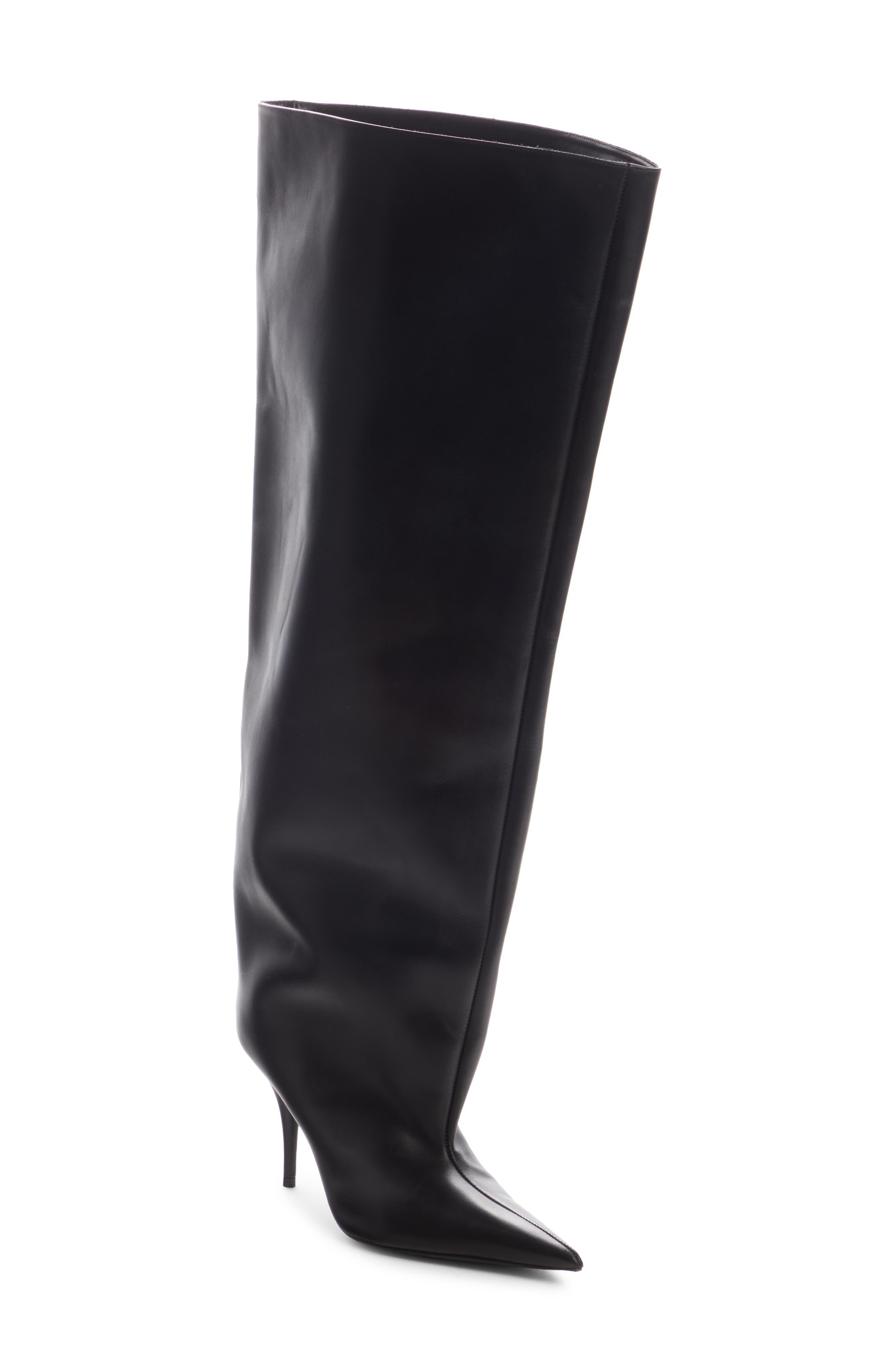 Balenciaga Waders Wide Shaft Pointed Toe Boot in Black | Lyst
