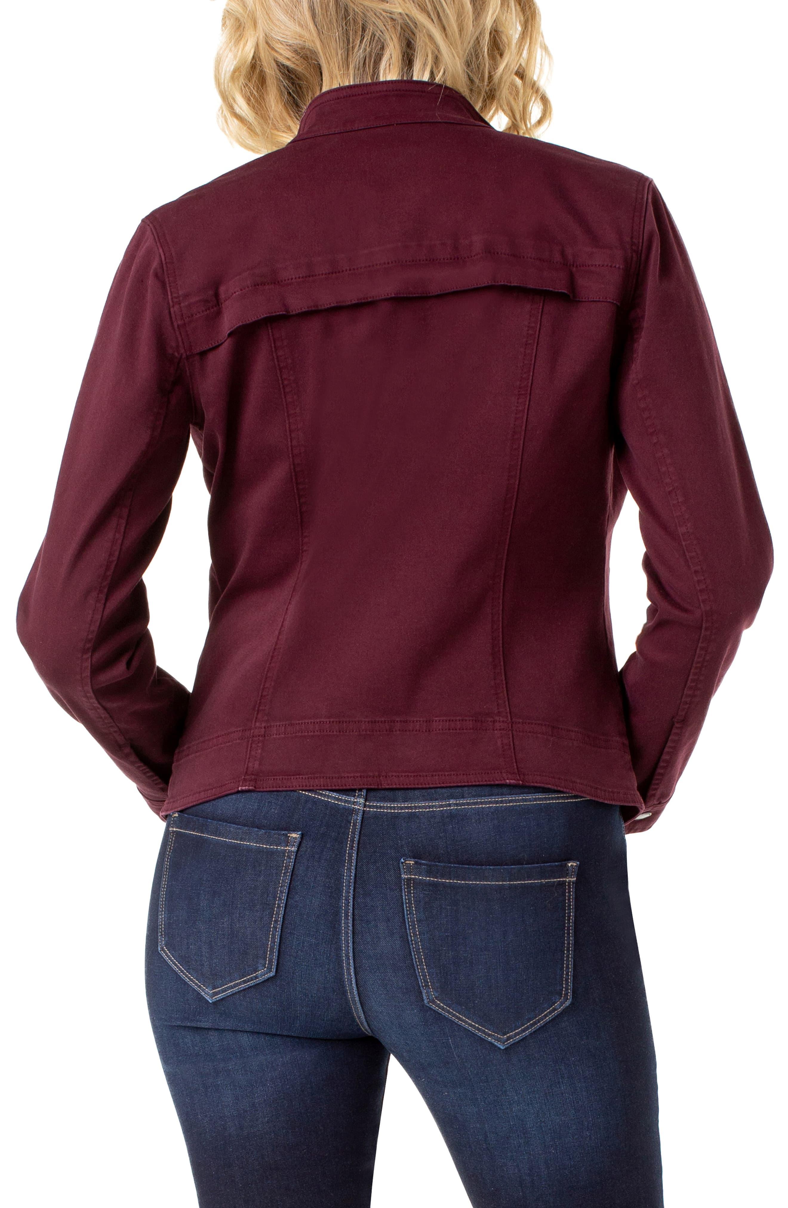 Liverpool Jeans Company Zip Front Denim Jacket in Cocoa Burgundy (Purple) - Lyst