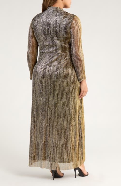 Anne Klein Metallic Twist Front Long Sleeve Maxi Dress | Lyst