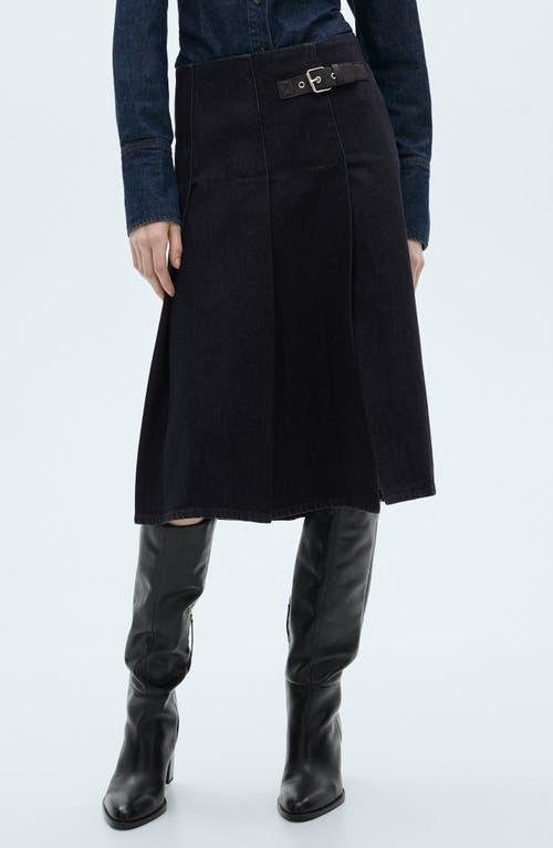 Mango Mara Pleated Denim Skirt in Black Lyst
