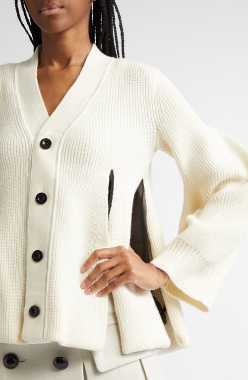 sacai Wool Knit Cardigan - Navy Stripe | Garmentory