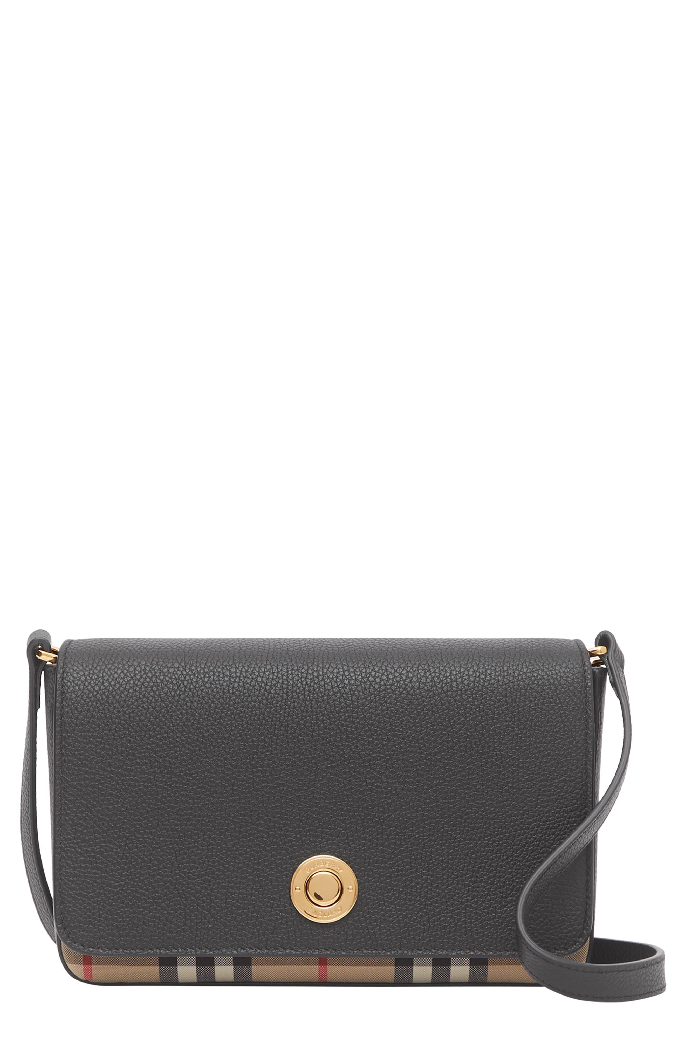 Burberry Small Leather & Vintage Check Crossbody Bag in Gray Lyst