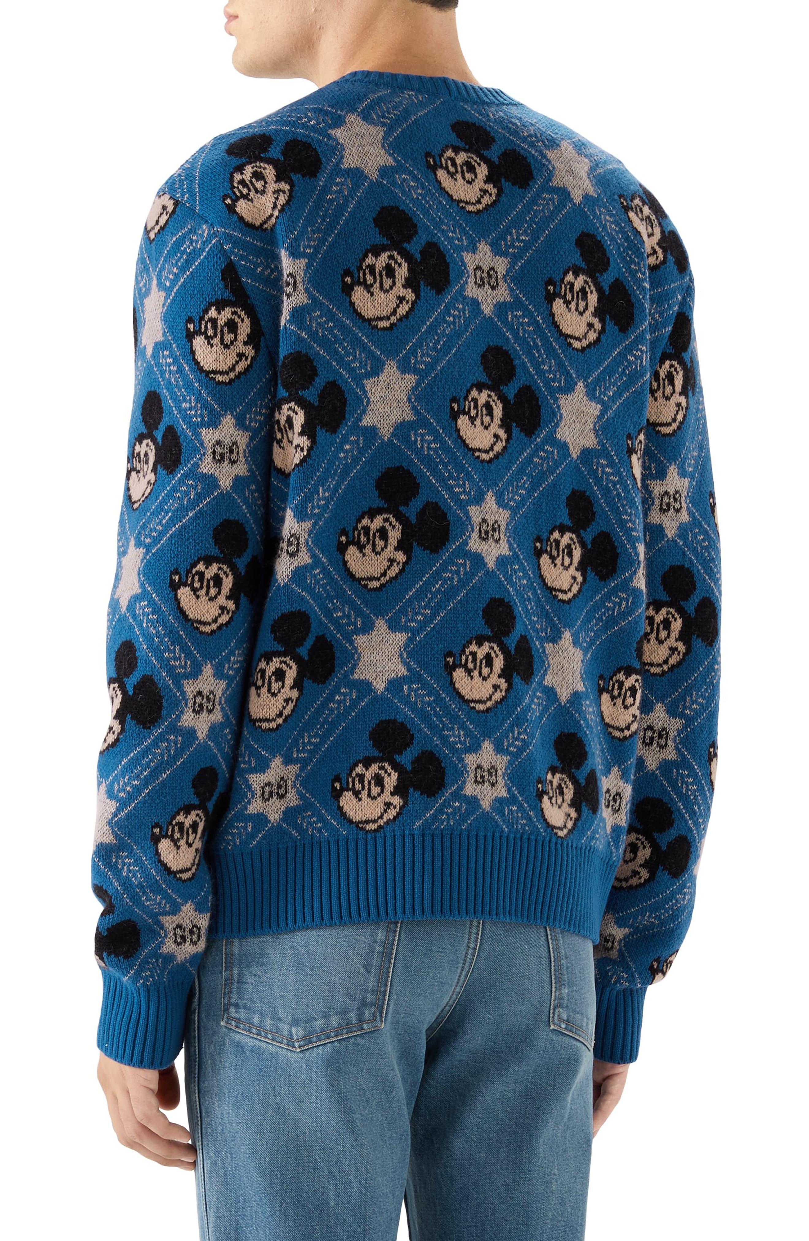 Gucci X Disney Mickey Jacquard Cardigan in Blue for Men | Lyst