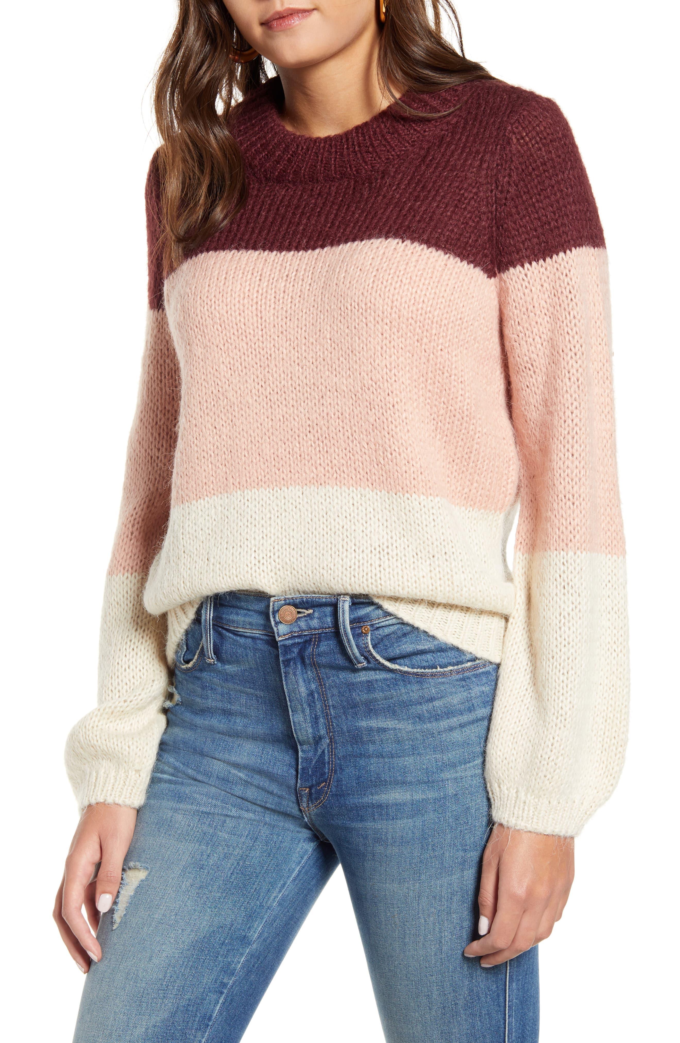 Vero Moda Wine Colorblock Crewneck Sweater - Lyst