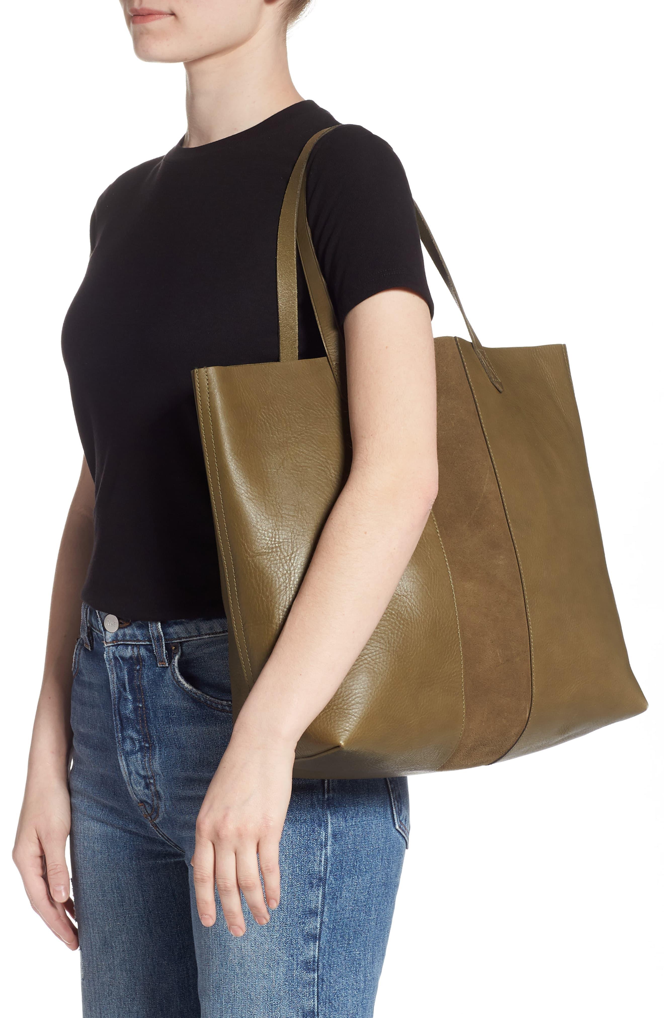 Madewell suede stripe transport leather tote online