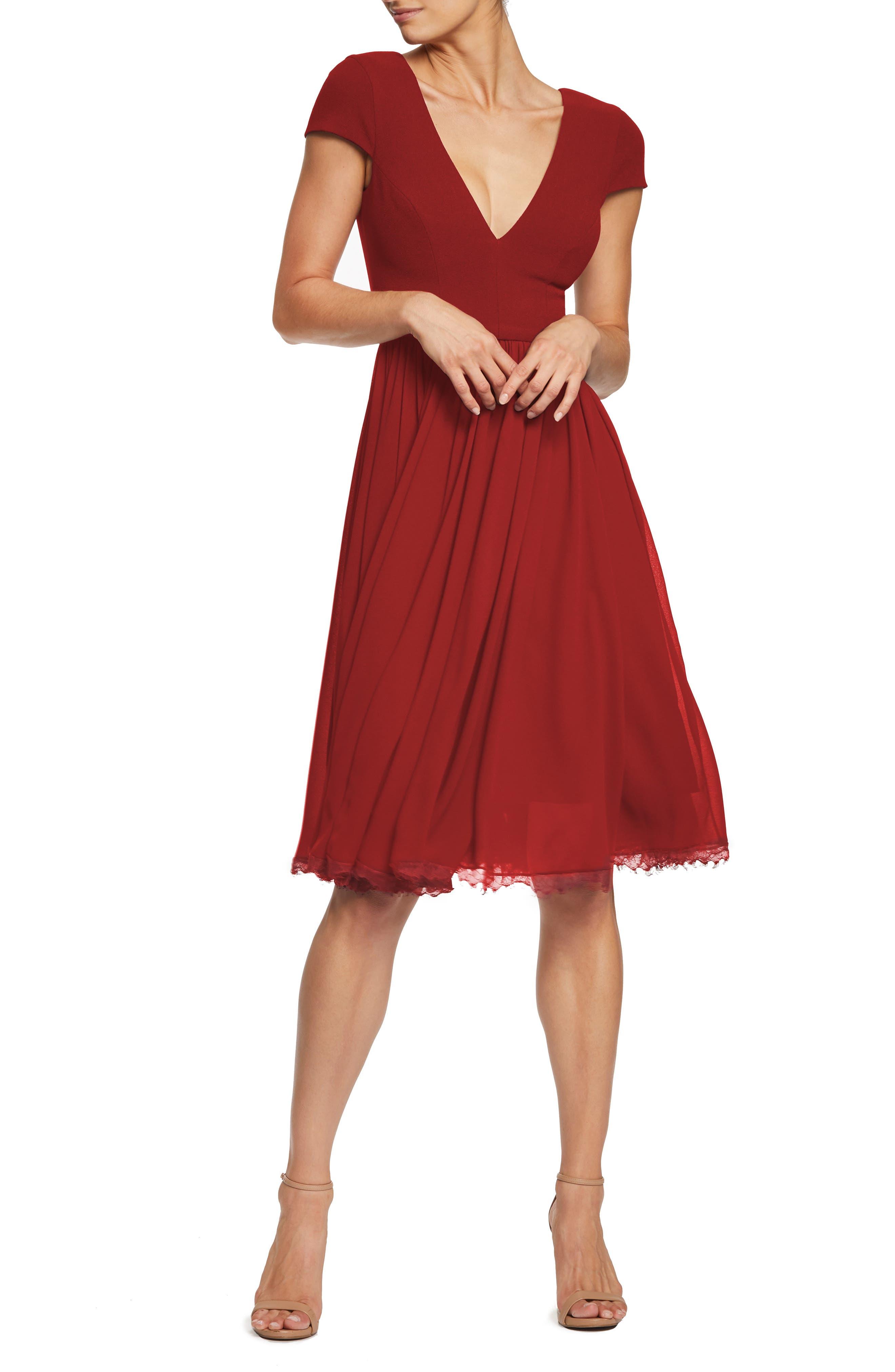 Corey chiffon fit hotsell & flare dress