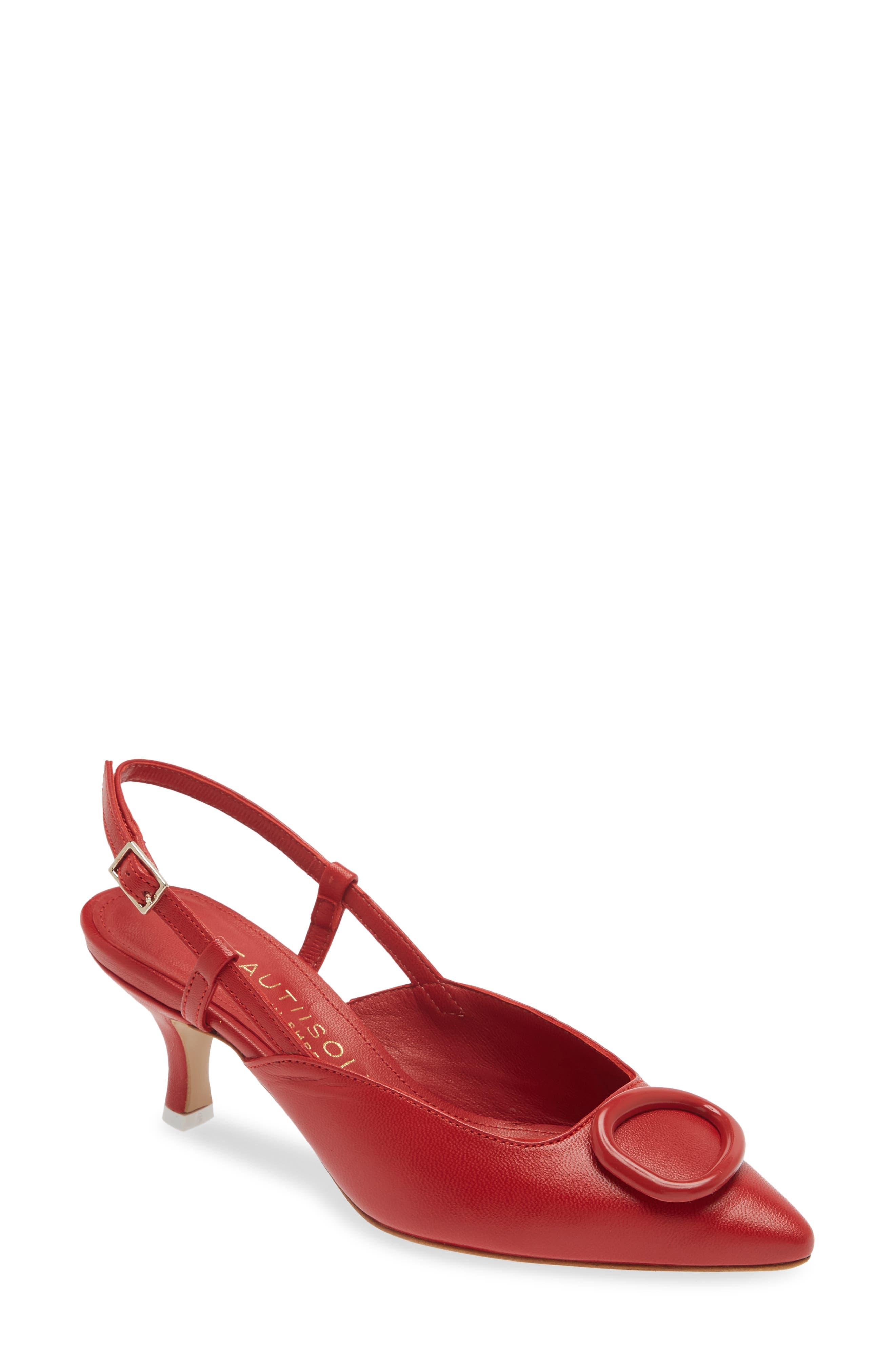Beautiisoles Amber Slingback Pointed Toe Pump in Red | Lyst