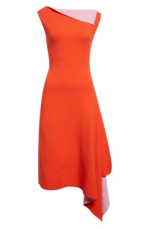 Oscar de la Renta Draped Double Face Jersey Dress in Red | Lyst