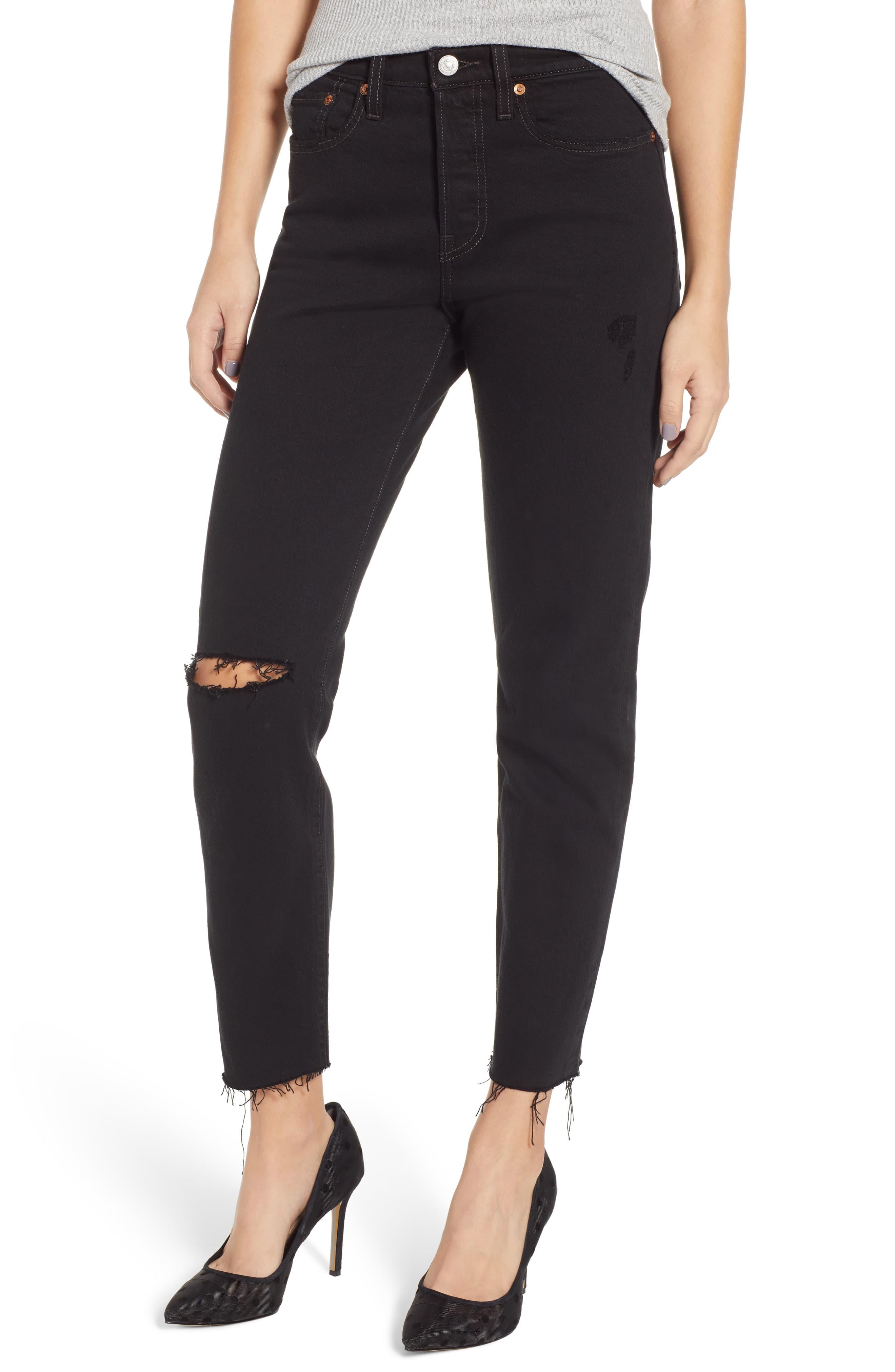 Levi's Wedgie Icon Fit High Waist Ripped Skinny Jeans in Black - Lyst