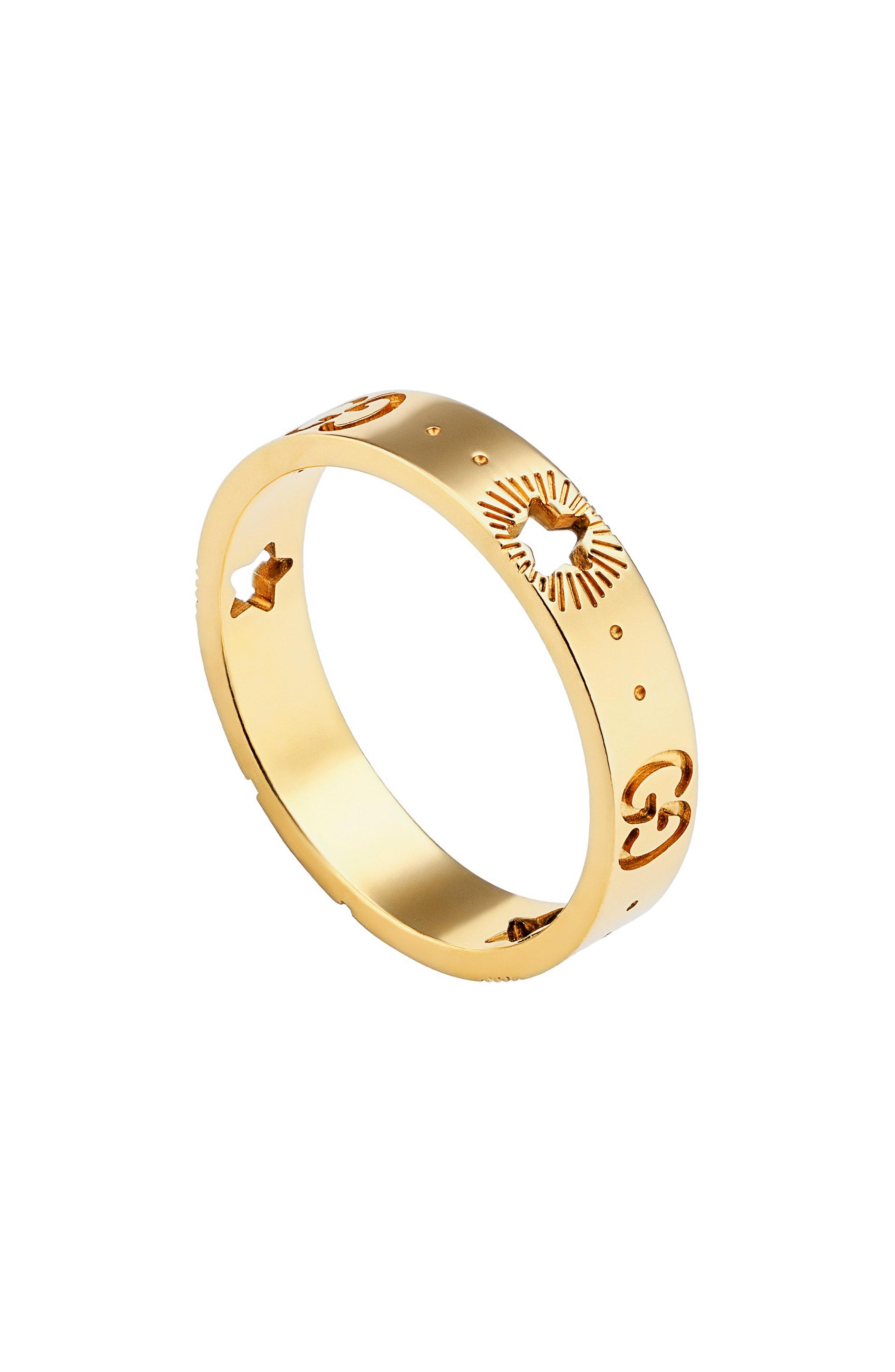 Gucci Icon Yellow Gold Ring With Stars 