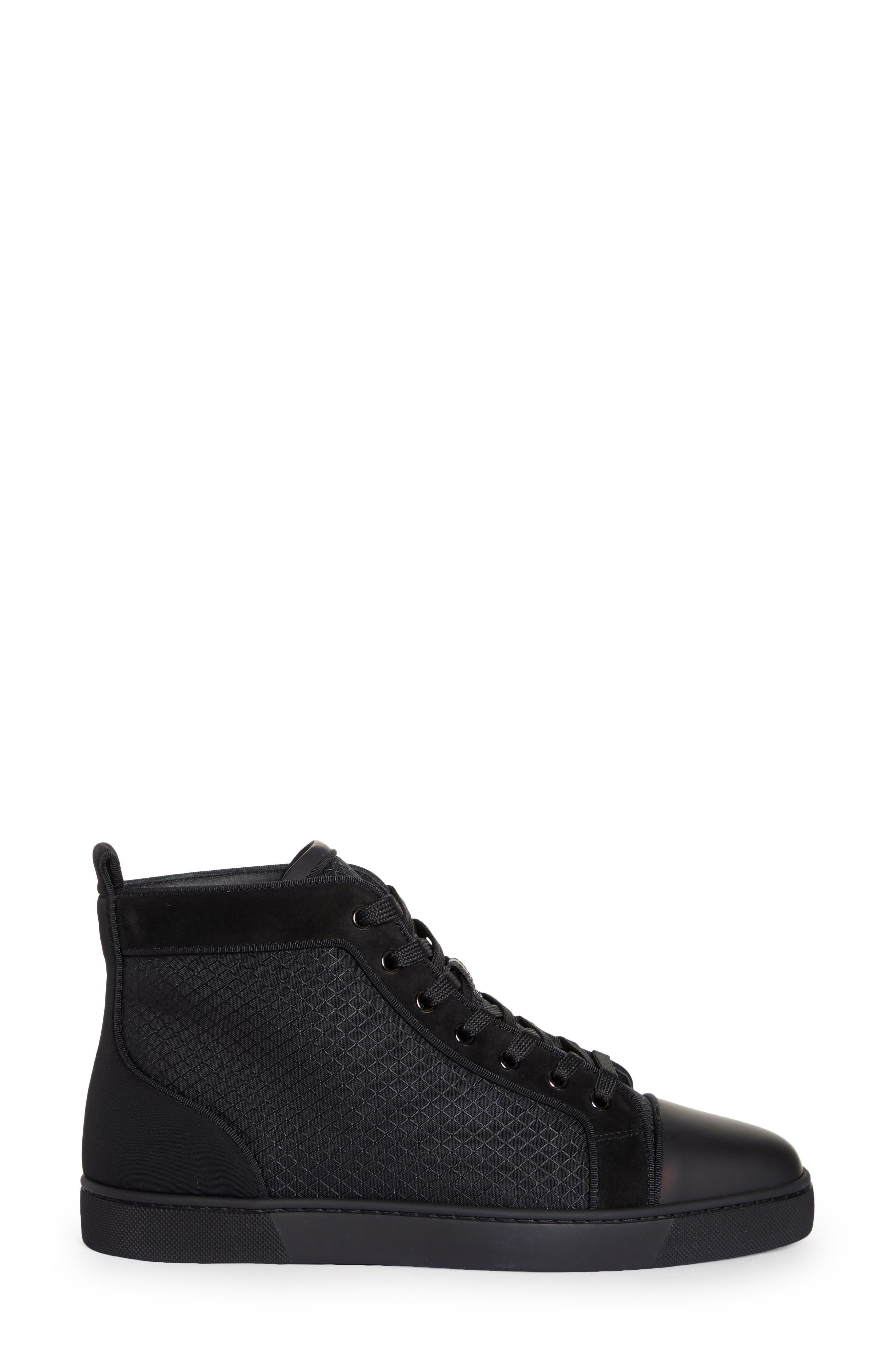 Christian Louboutin Louis Orlato Flat High Top Sneaker in Bk01-Black