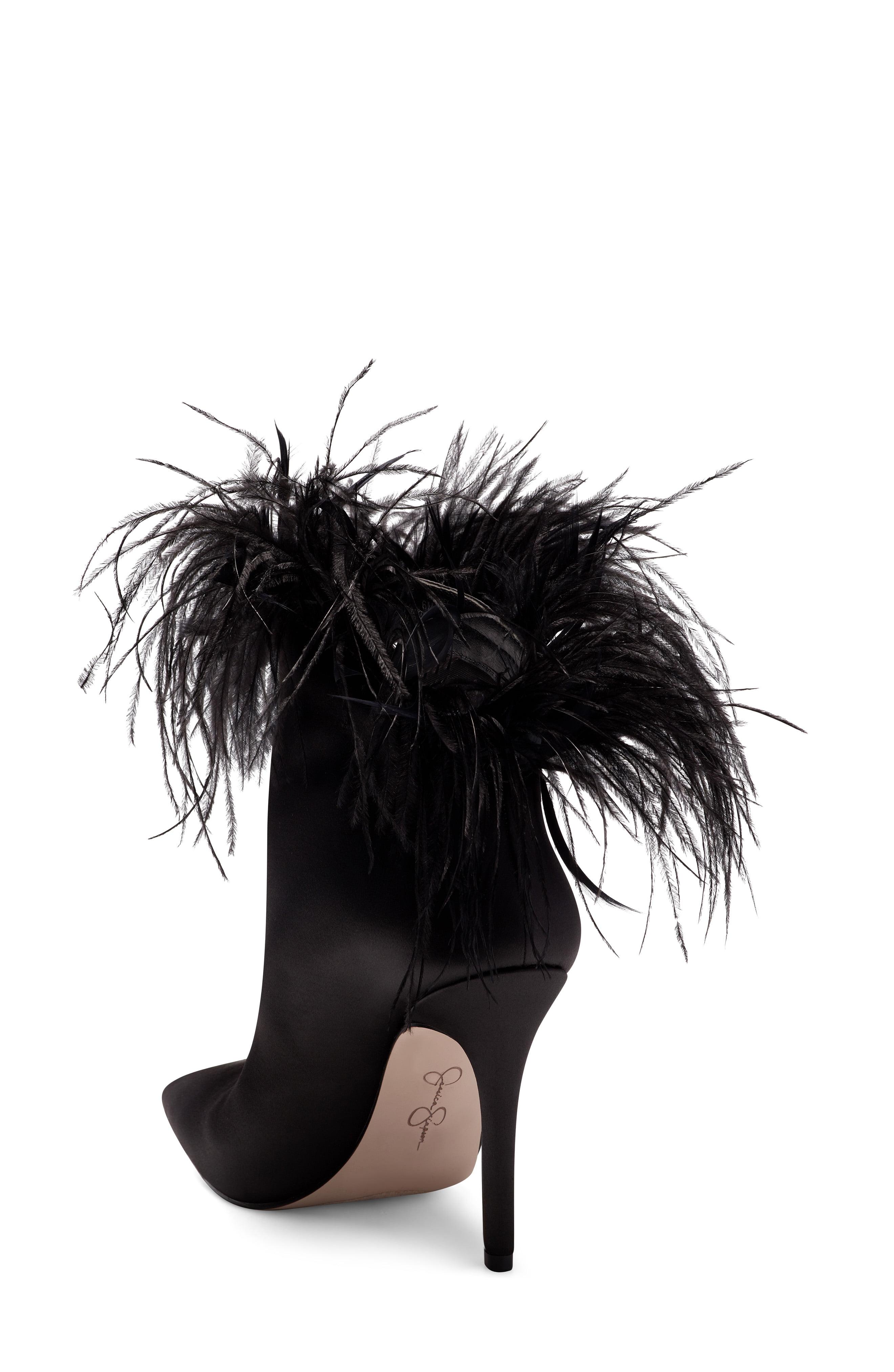 Jessica Simpson Prixey Feather Trim Pointed Toe Bootie in Black Lyst