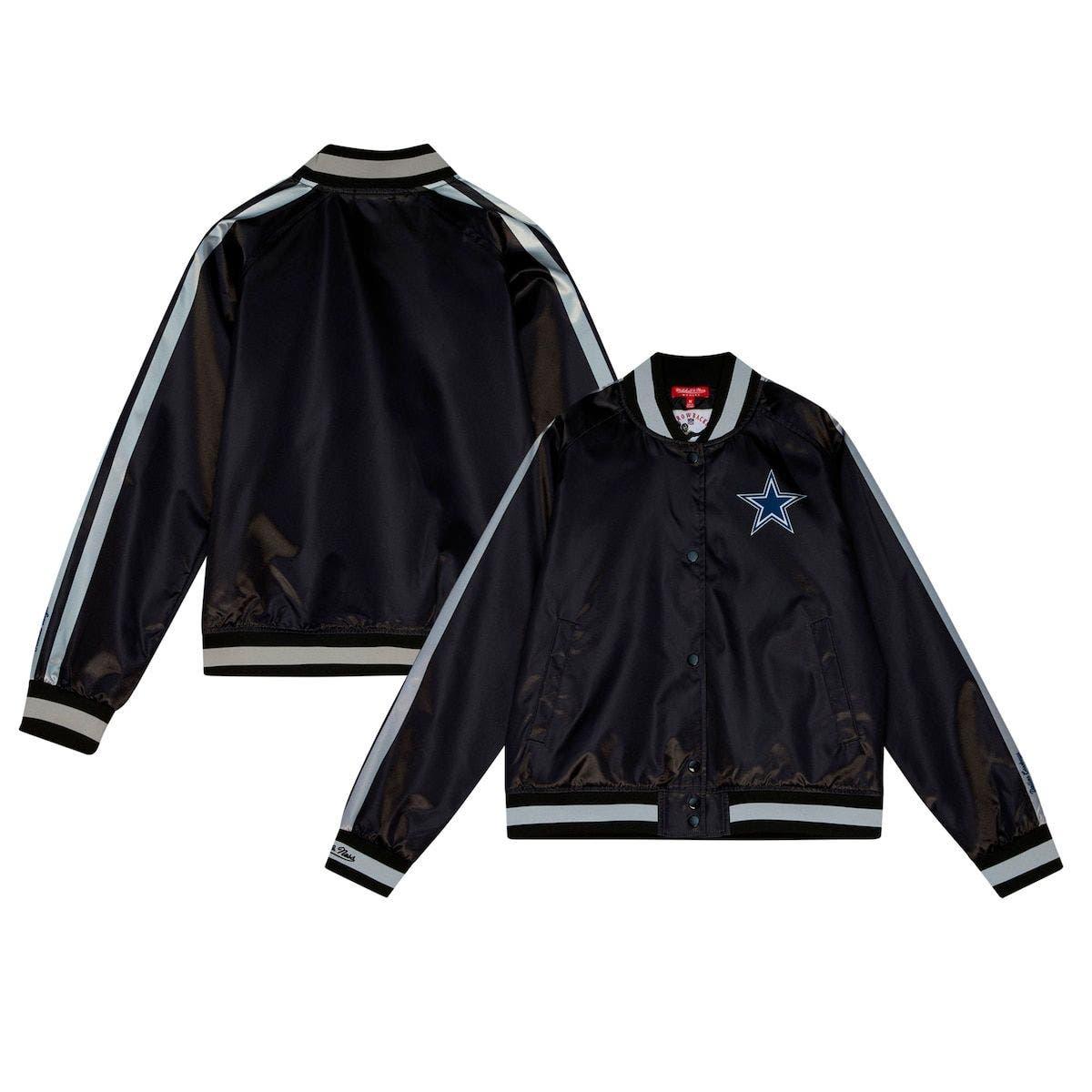 Starter Black/White Brooklyn Nets Split Colorblock Satin Full-Snap Varsity Jacket
