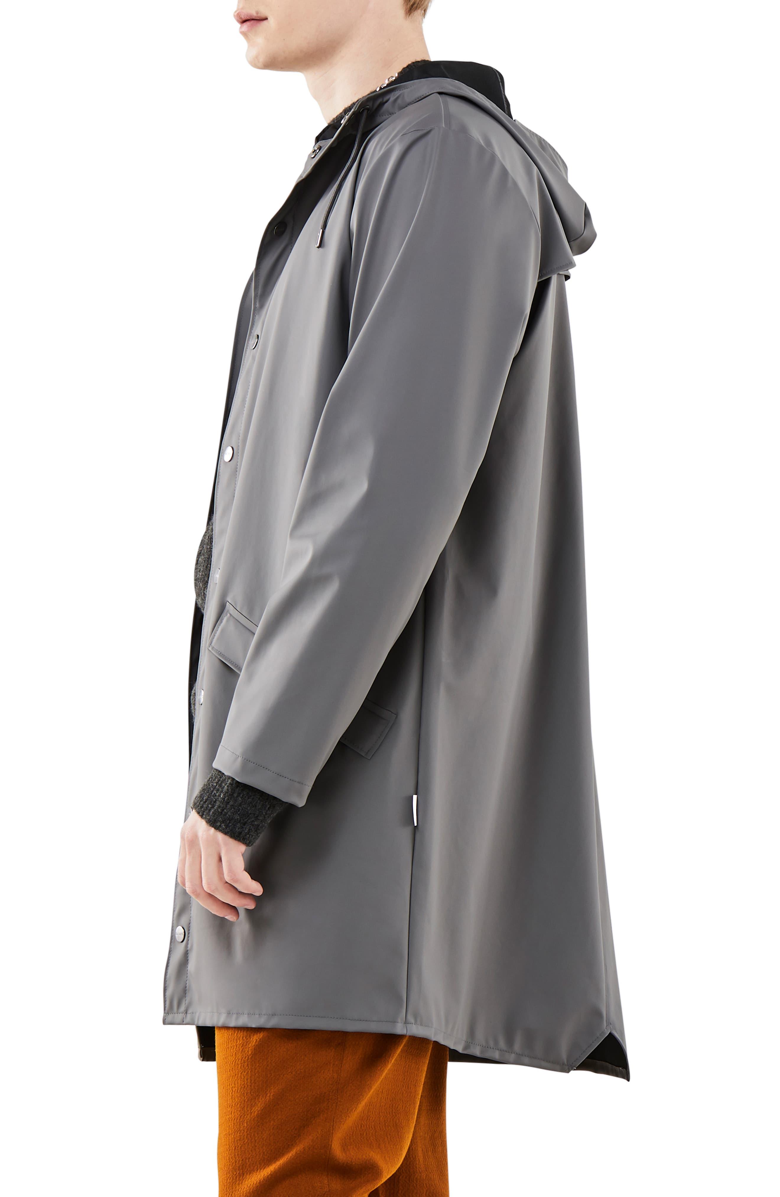 Rains Waterproof Hooded Long Rain Jacket in Charcoal (Gray) for Men - Lyst