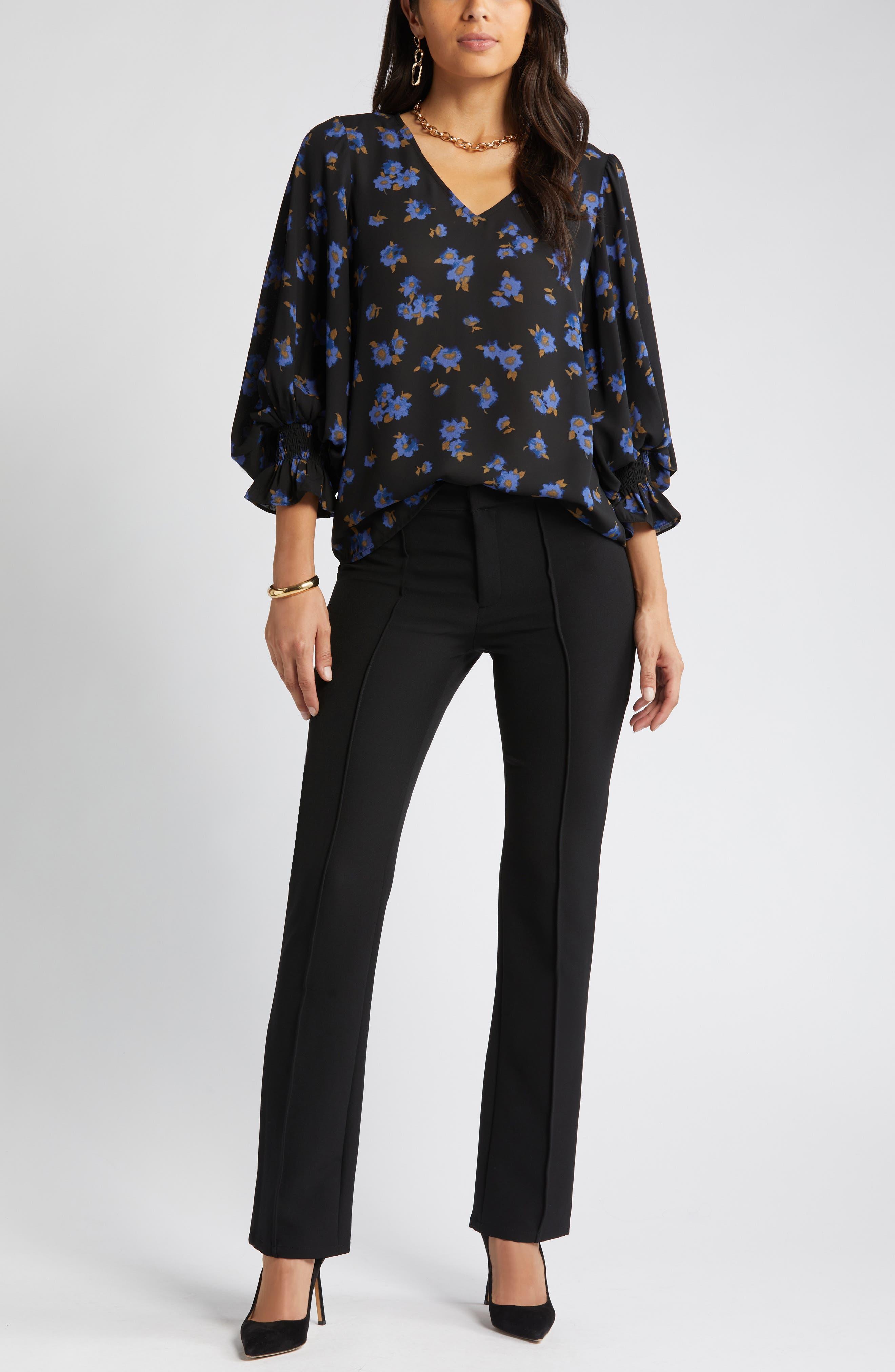 Halogen ruffle neck best sale blouse