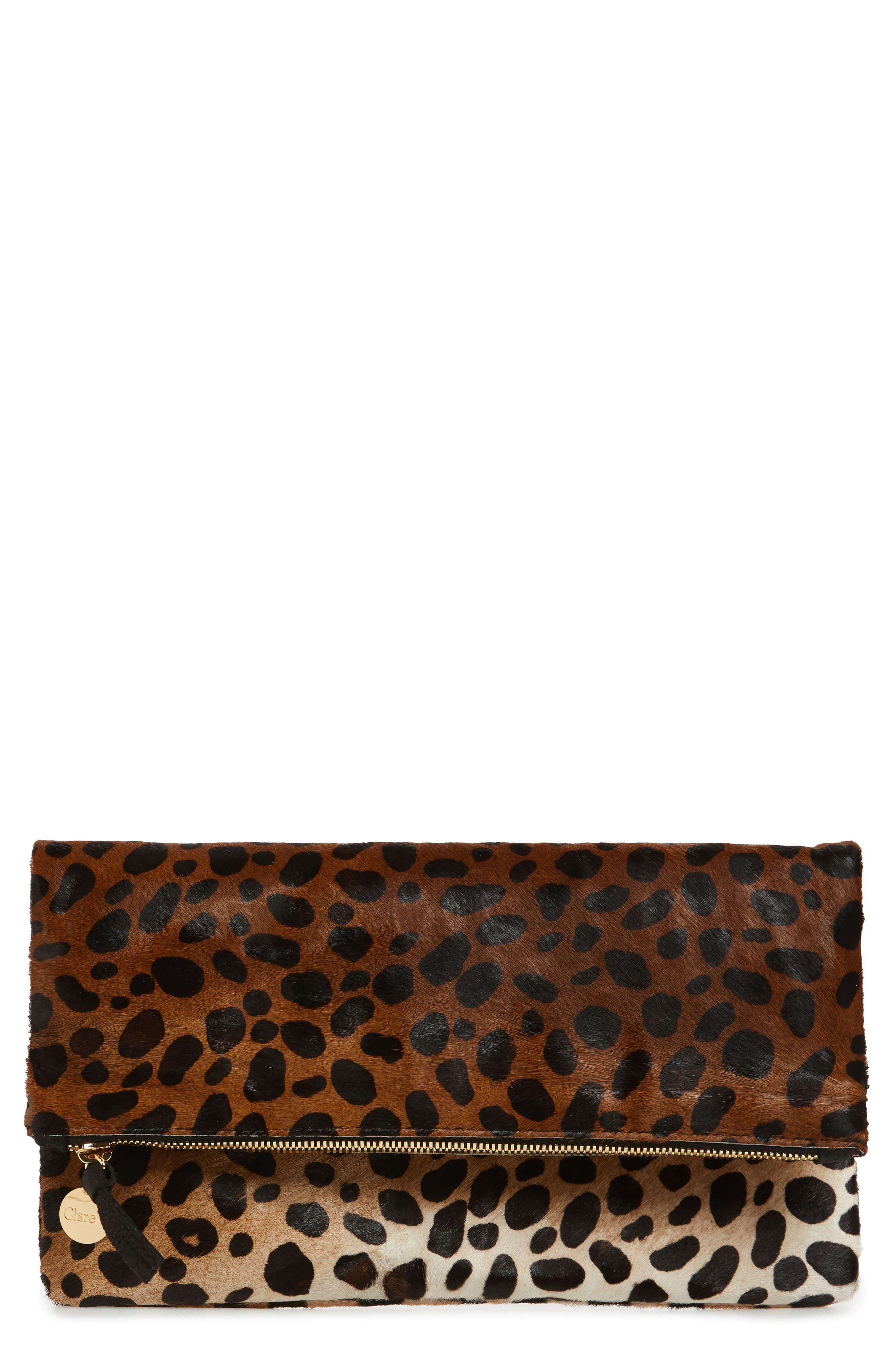 leopard print foldover clutch