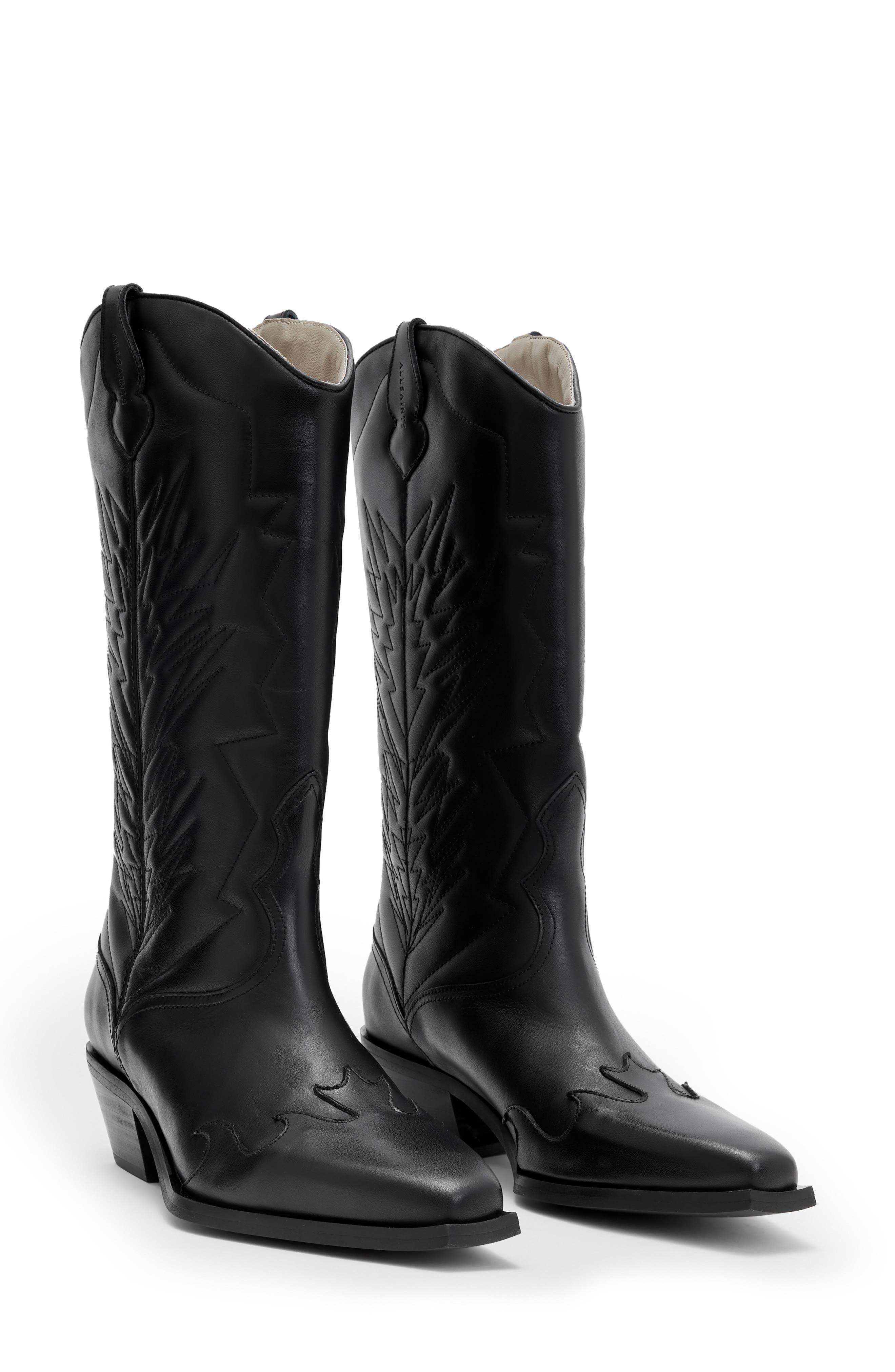 AllSaints Kacey Western Boot in Black Lyst