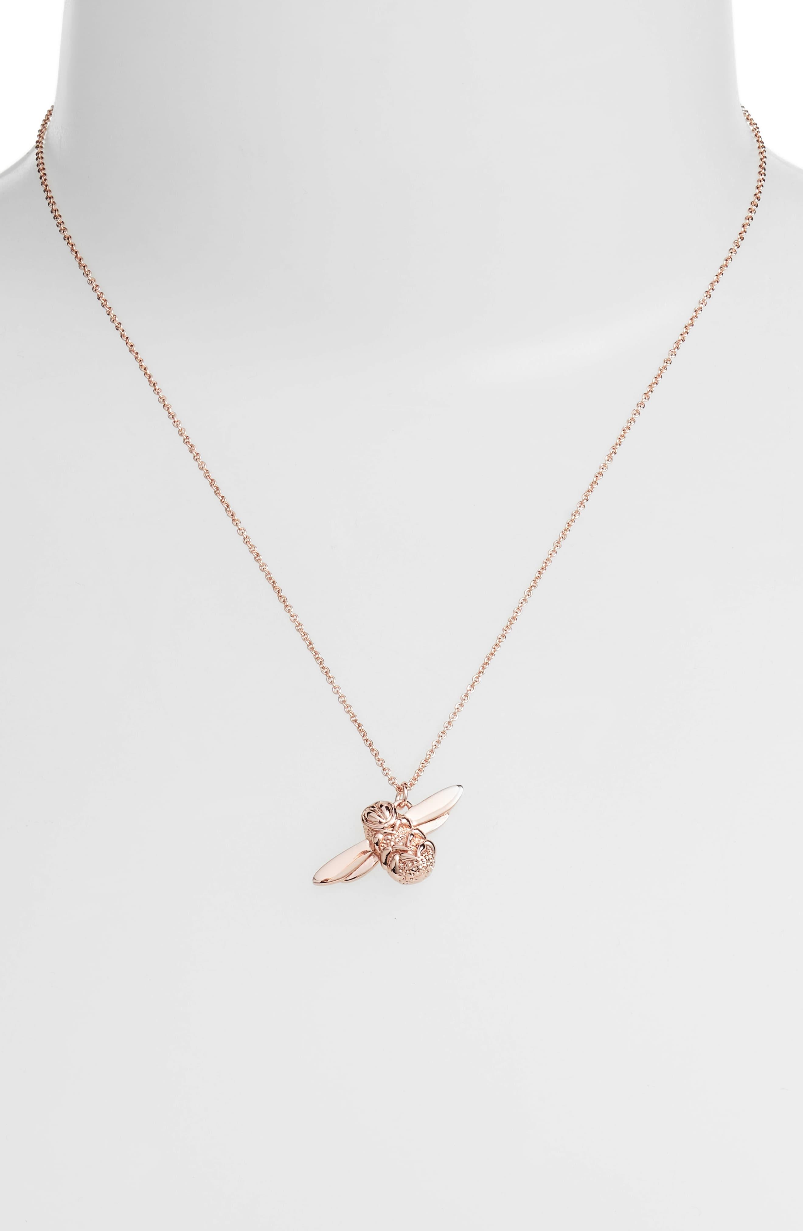 olivia burton bee necklace rose gold