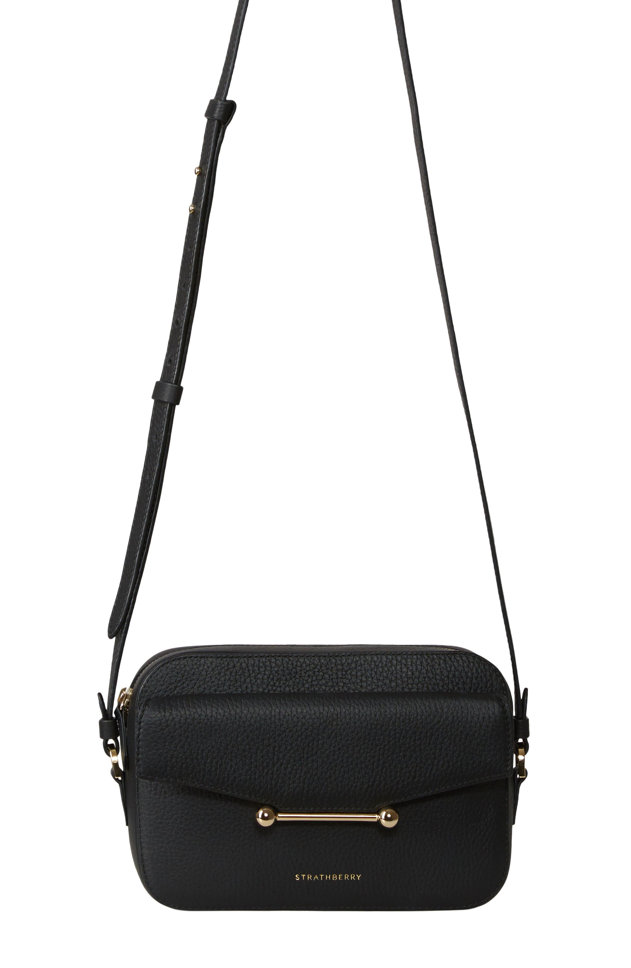 Strathberry Mosaic Leather Crossbody Camera Bag in Black