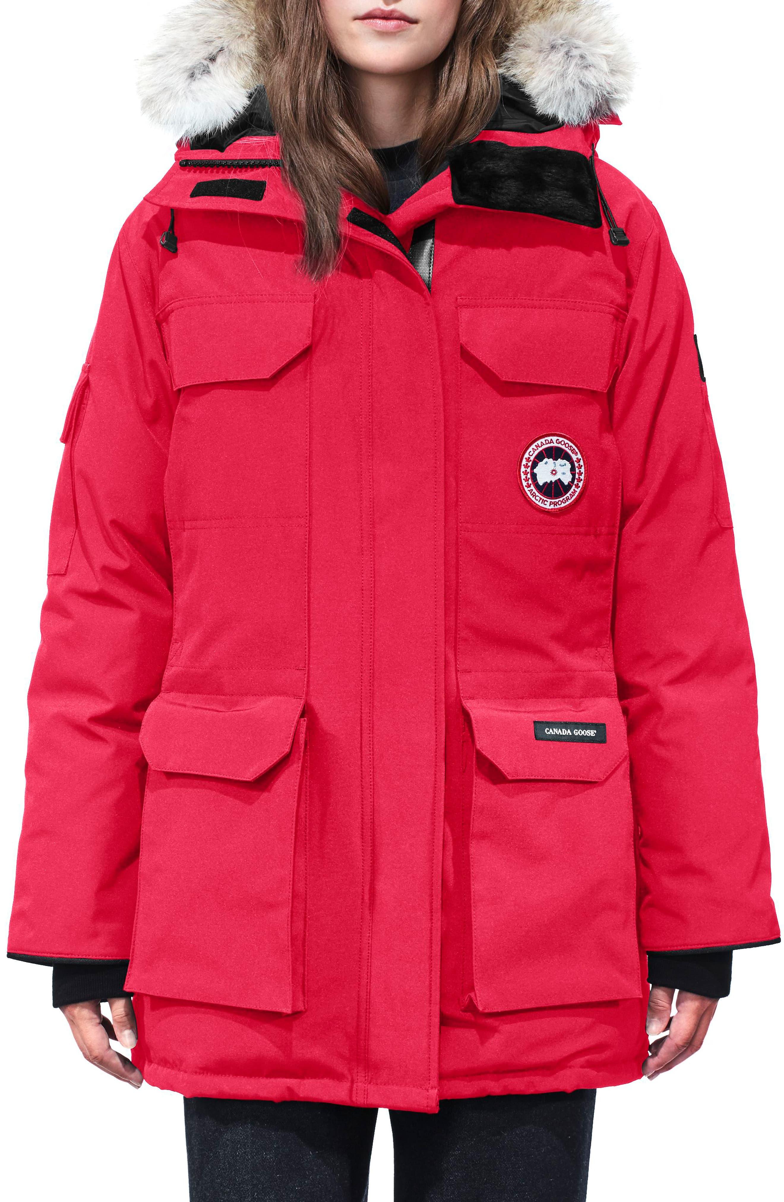 Canada Goose Fur Expedition Hooded Parka in Red - Lyst