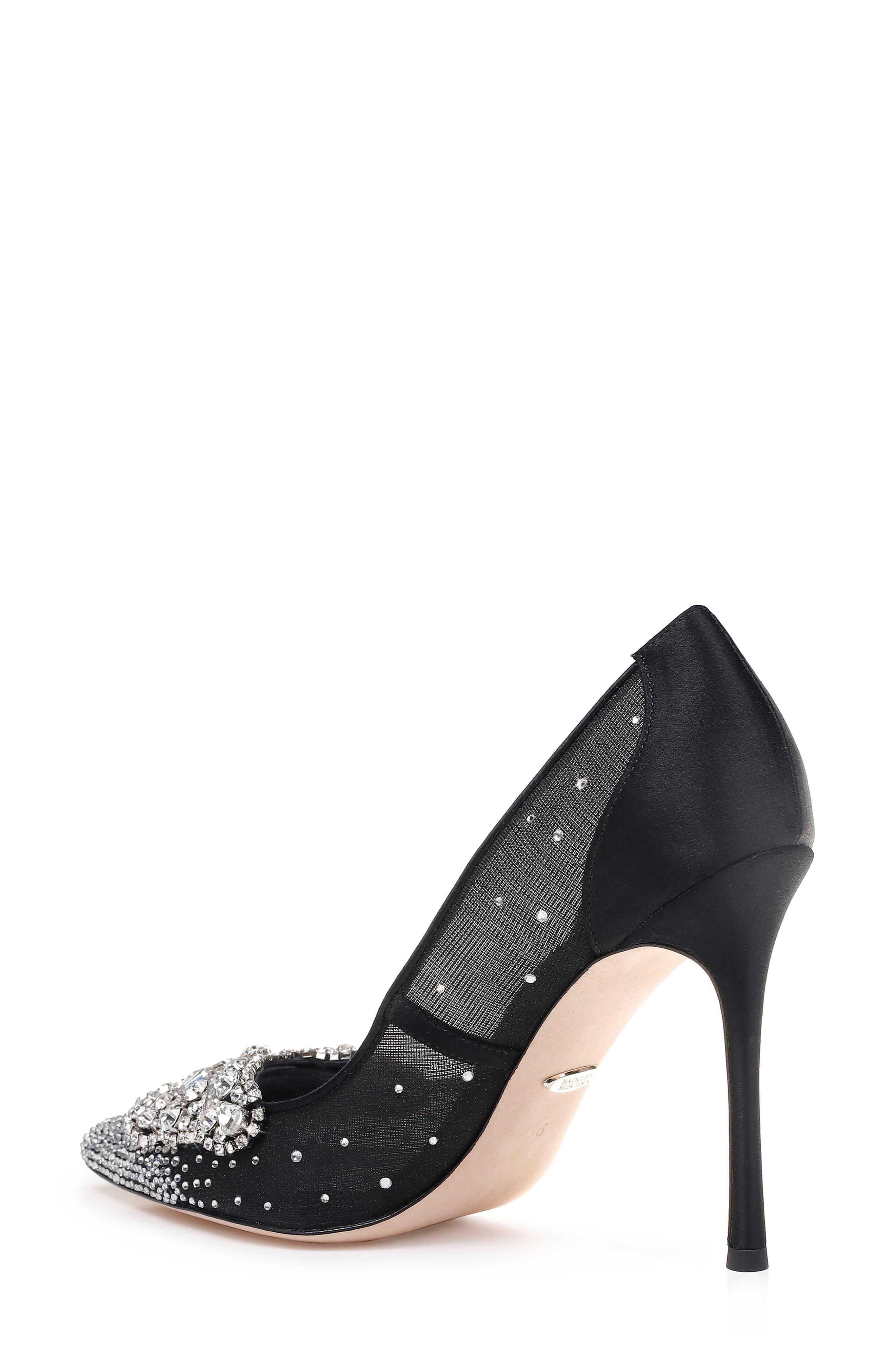 badgley mischka onyx crystal mesh pumps