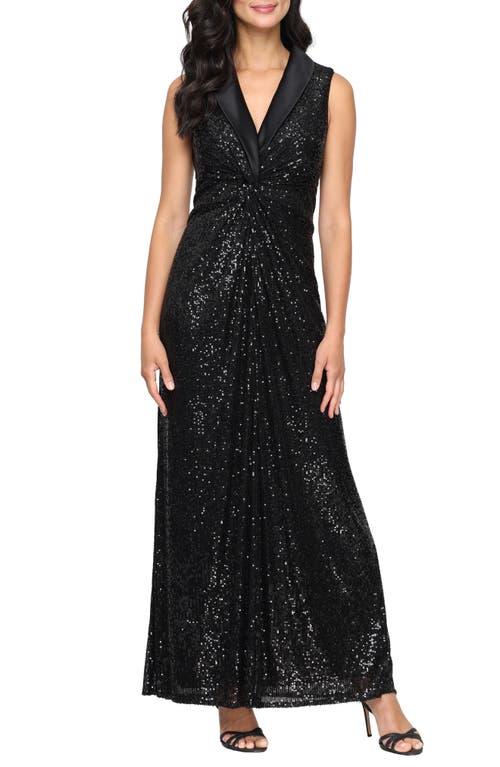 sachin and babi light blue dress Alex Evenings Ruffle Sequin Lace Gown main image 1