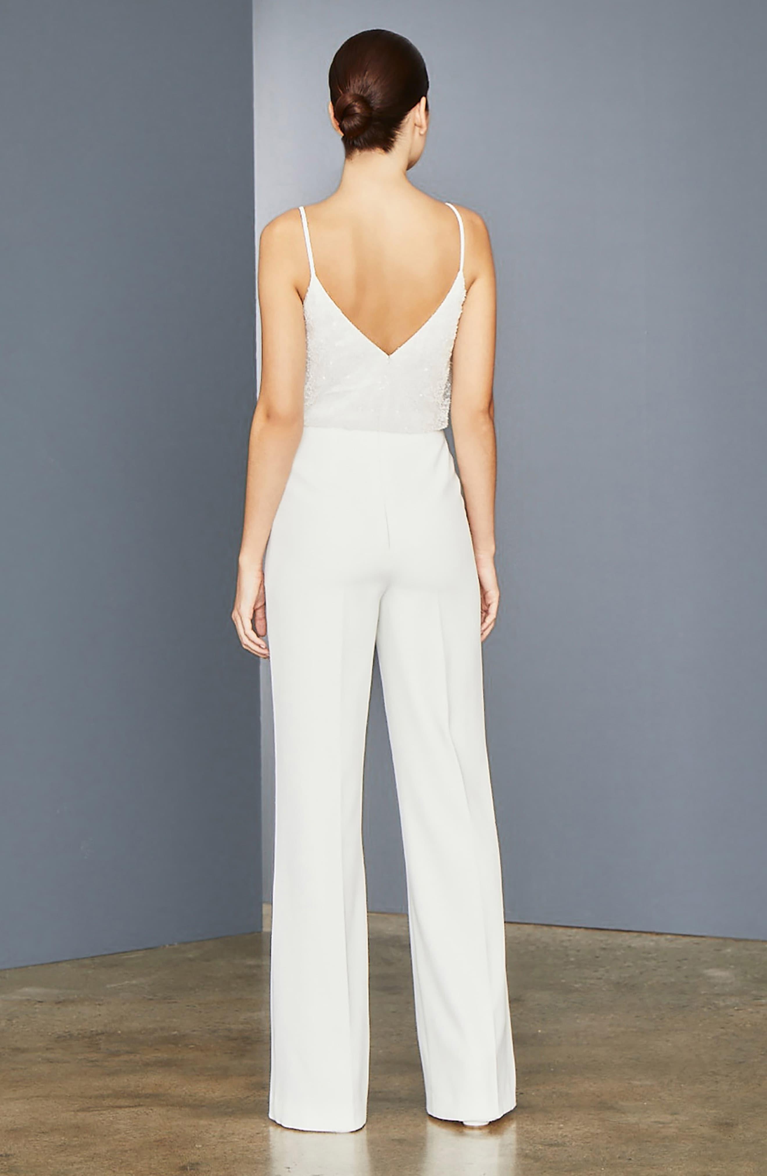 amsale white jumpsuit