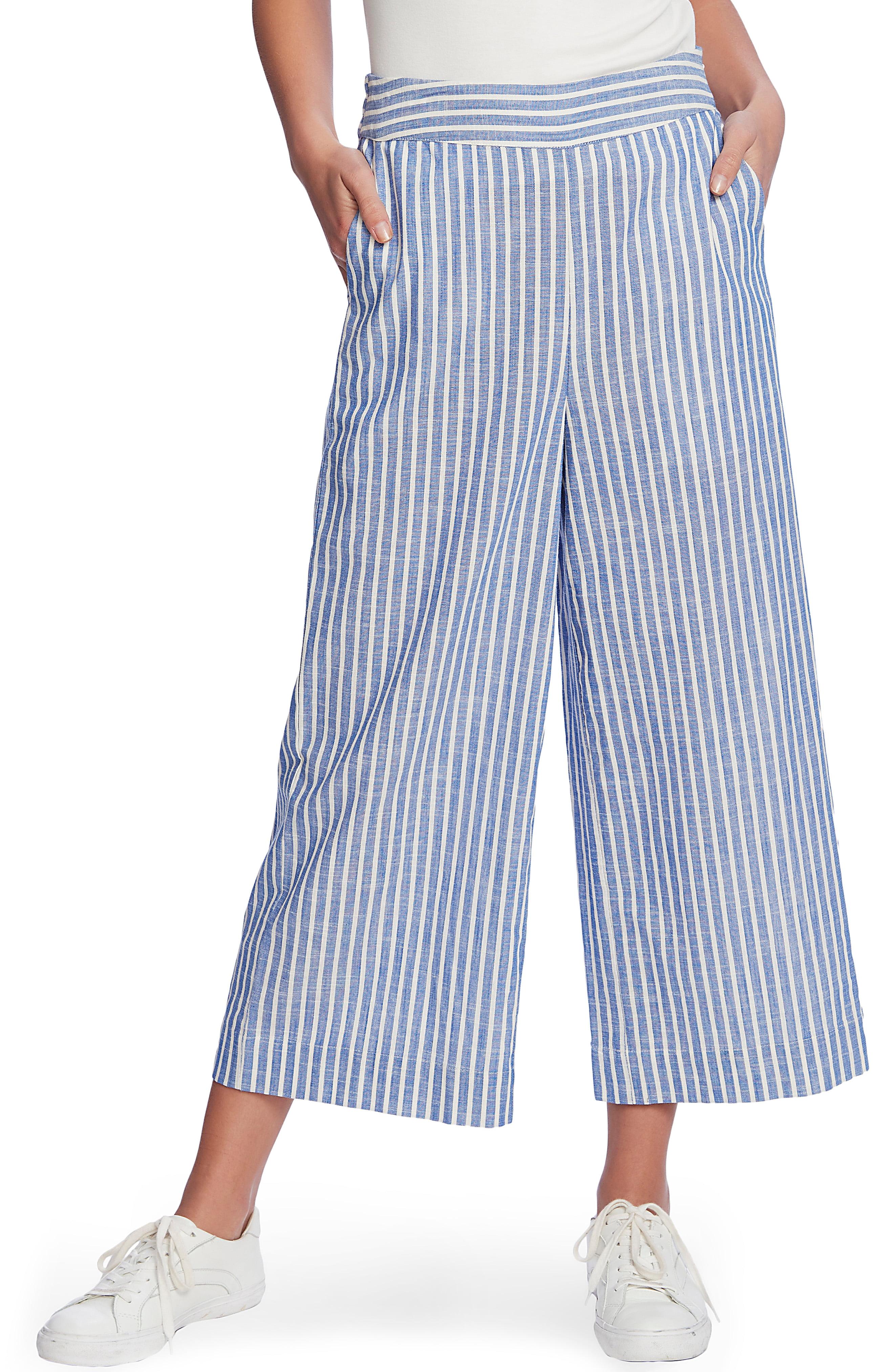 1.STATE Linen Crinkle Stripe Wide Leg Pants in Blue - Save 76% - Lyst