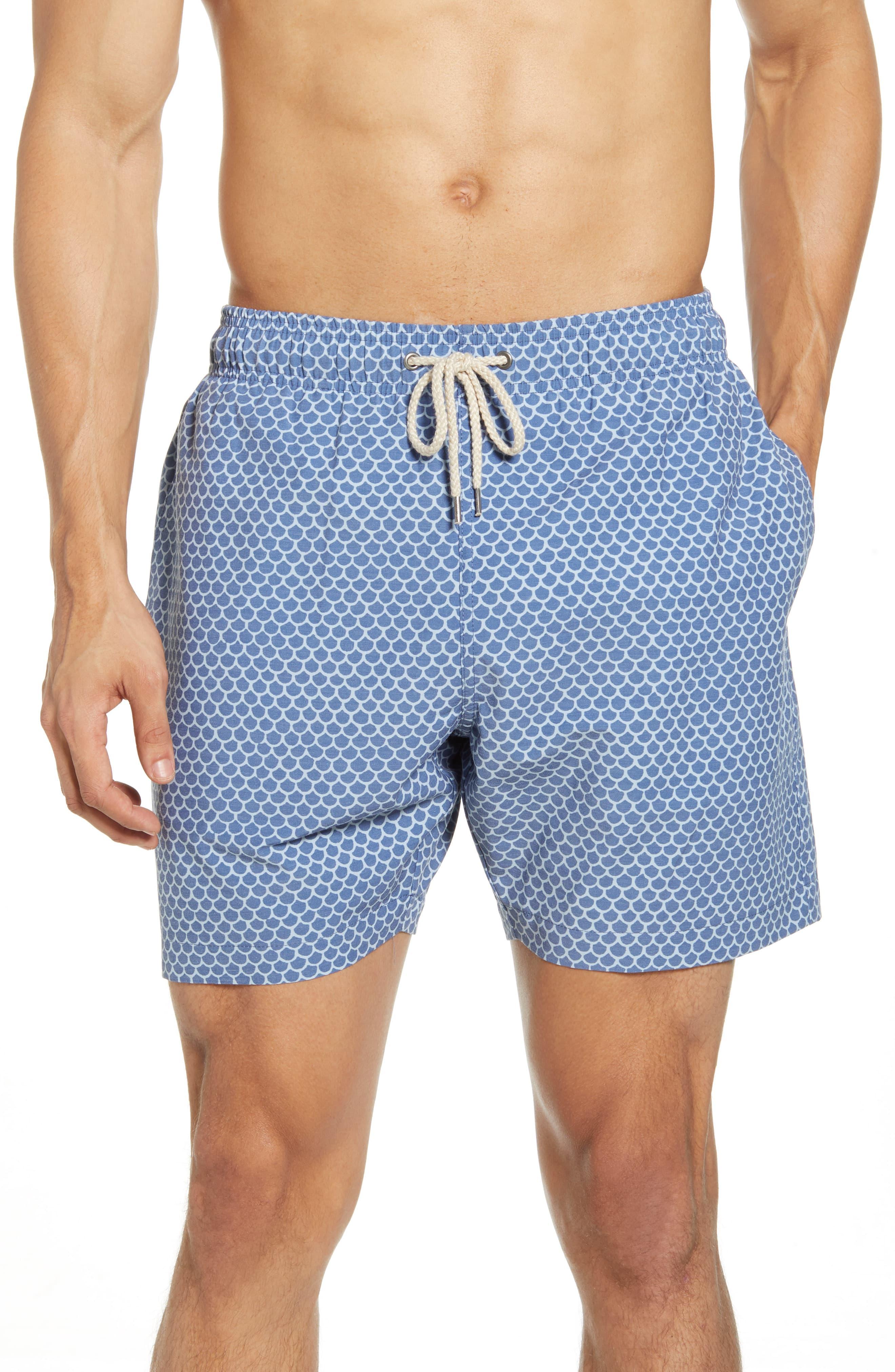 Faherty Beacon Scale Print Swim Trunks in Blue for Men Lyst