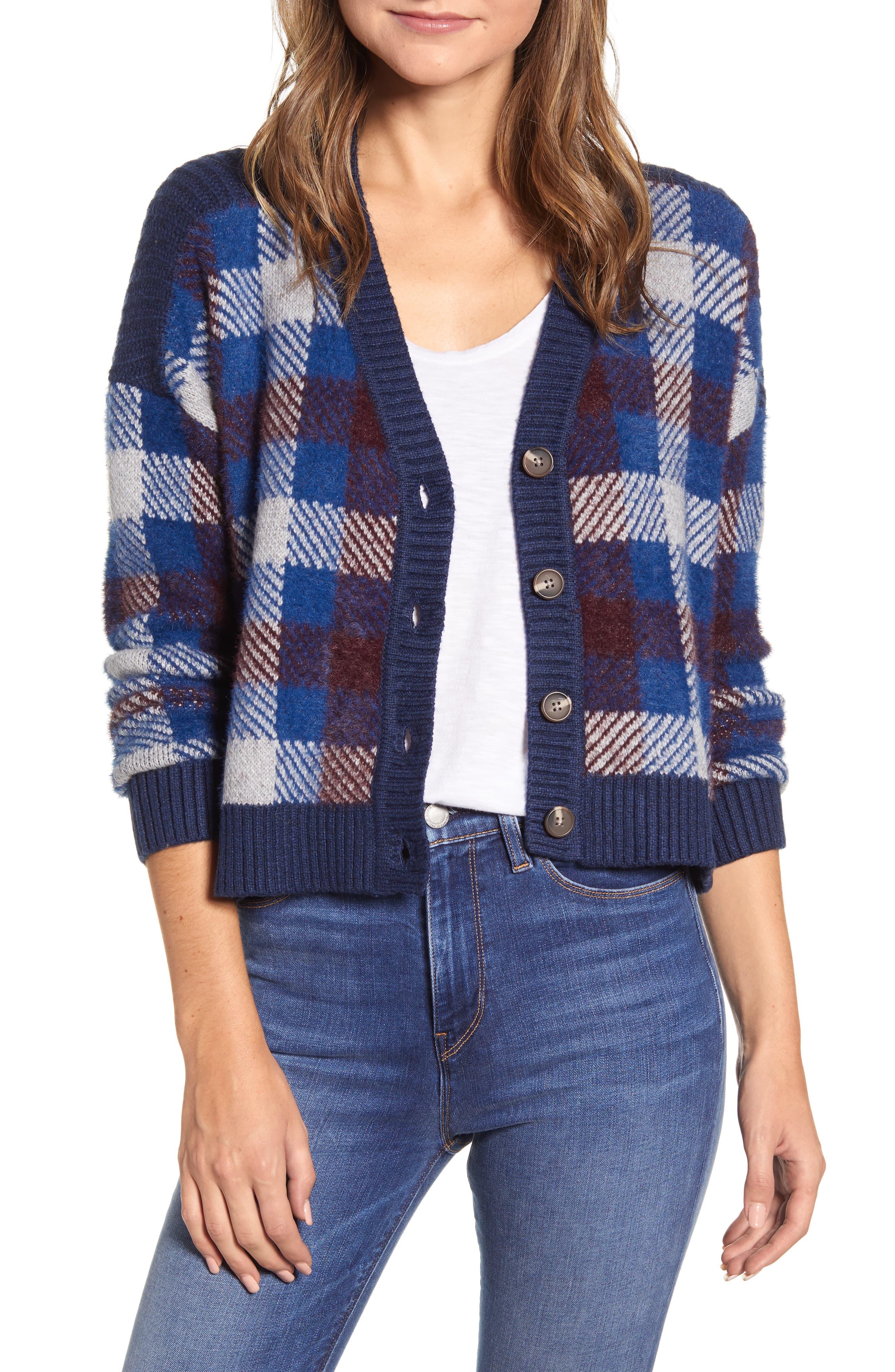 plaid button up cardigan