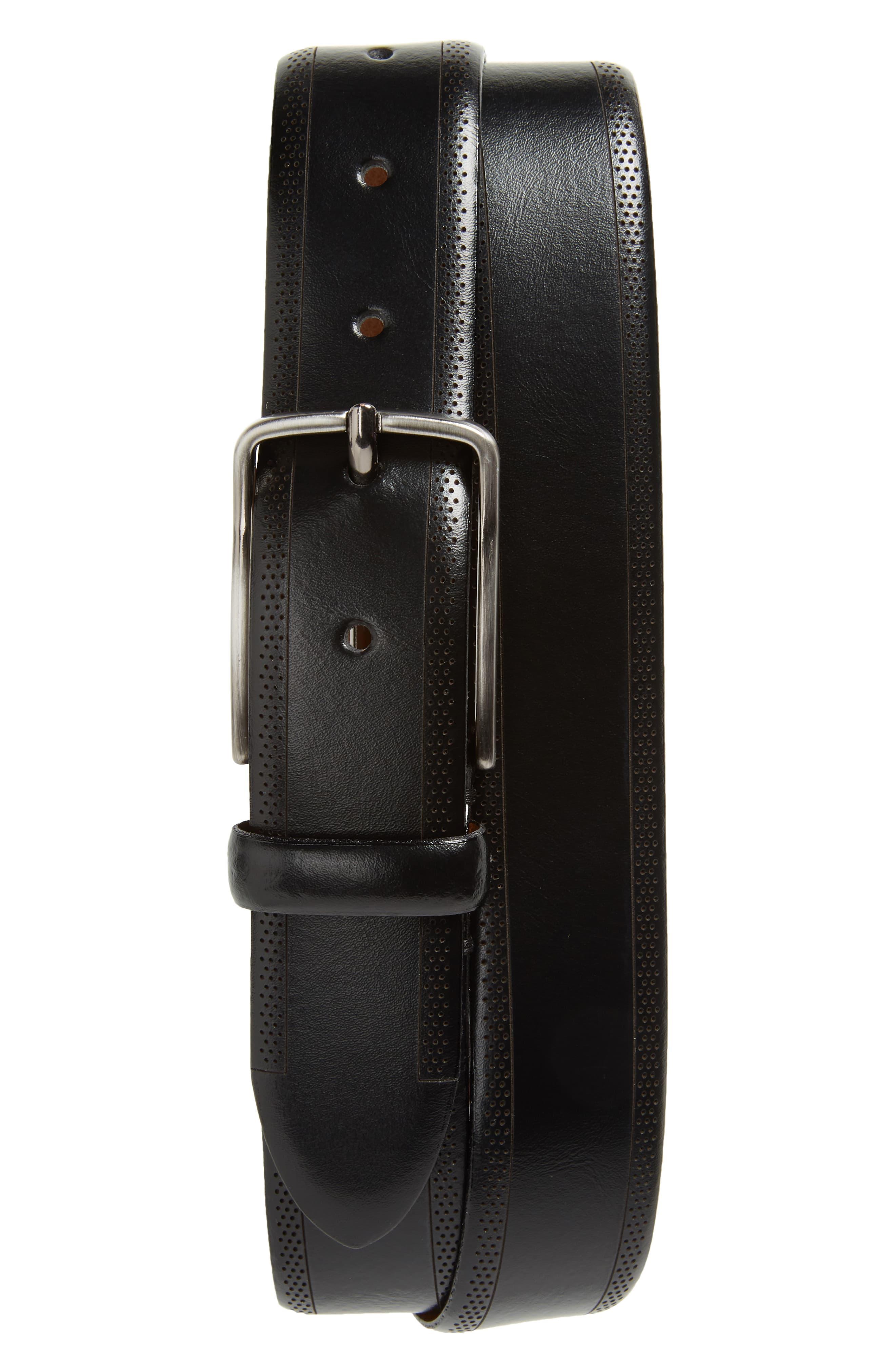 Johnston & Murphy Perforated Leather Belt in Black for Men Lyst
