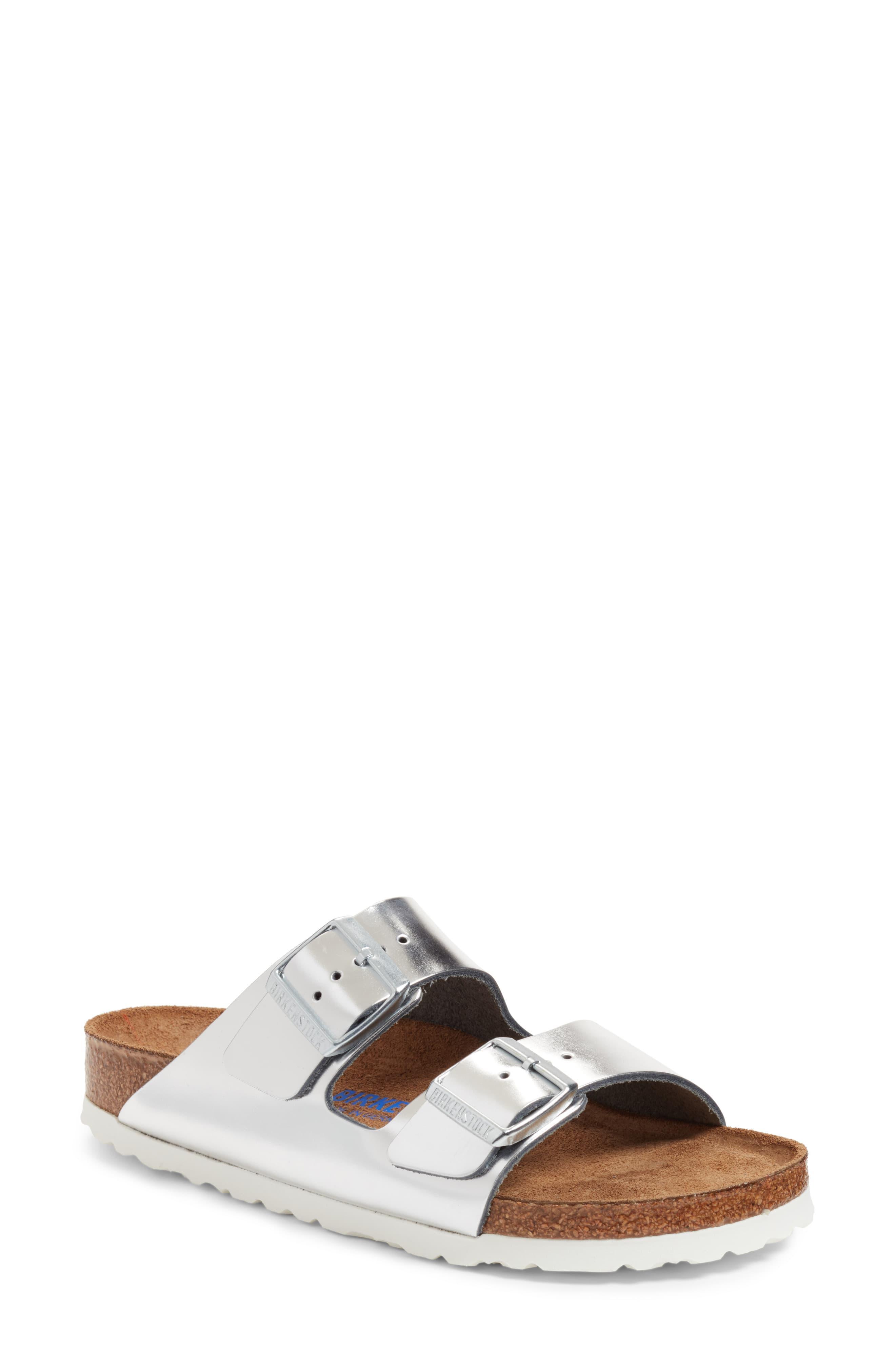 Arizona Soft Footbed White Sand Suede Sandals | Birkenstock USA via Polyvore | Birkenstock 