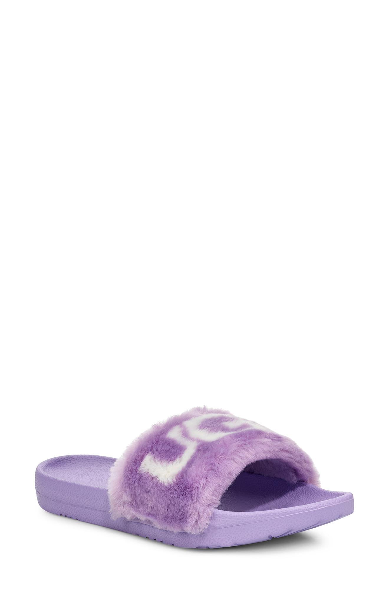 UGG UGG Royale Graphic Faux Fur Slide Sandal in Purple Lyst