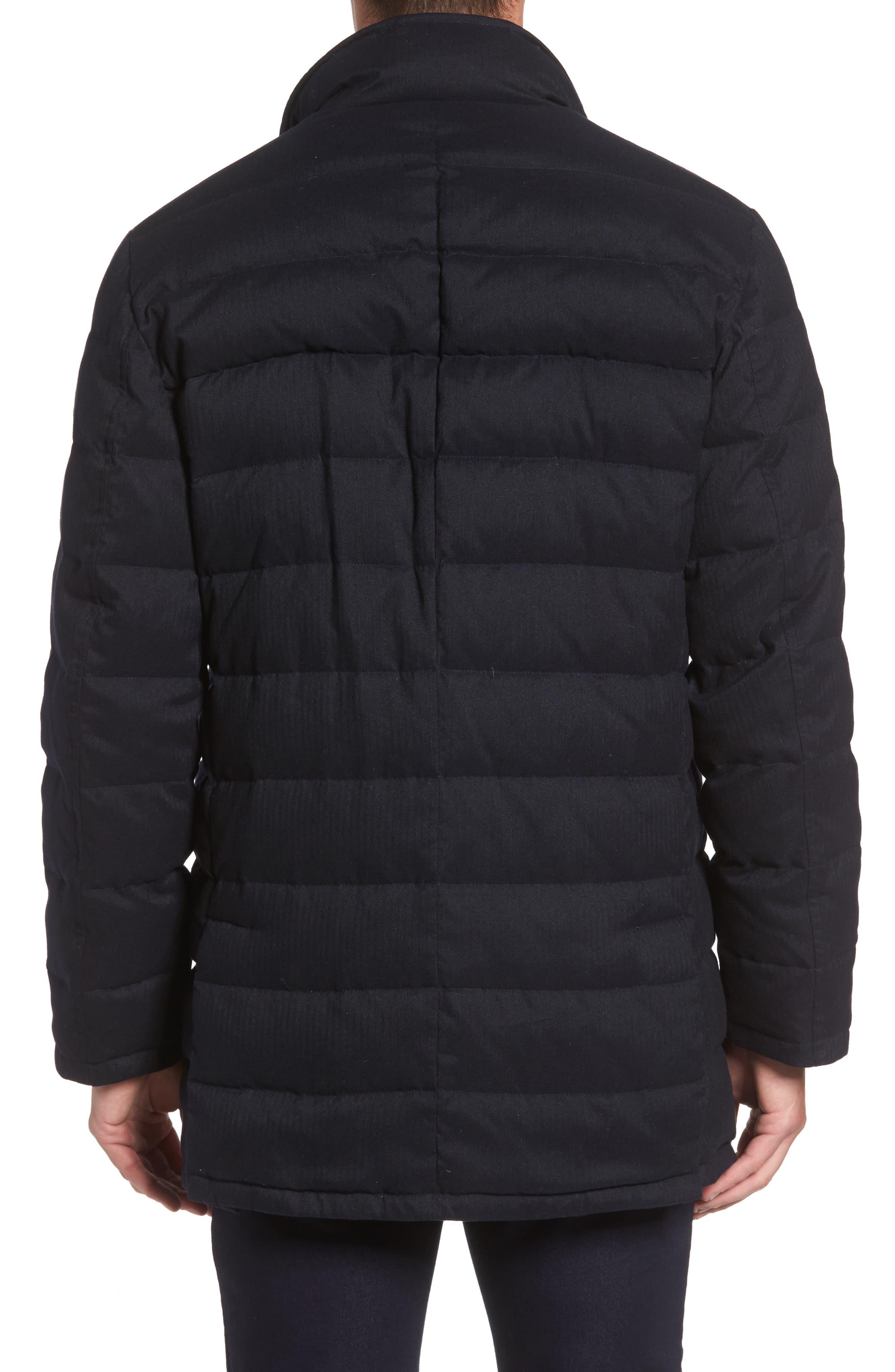 Cole Haan Stand Collar Quilted Down Coat With Inset Bib in Navy (Blue ...