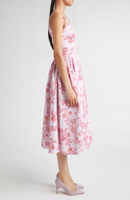 Emilia Wickstead Eglantine Belted Cotton Poplin Fit & Flare Dress in Pink |  Lyst