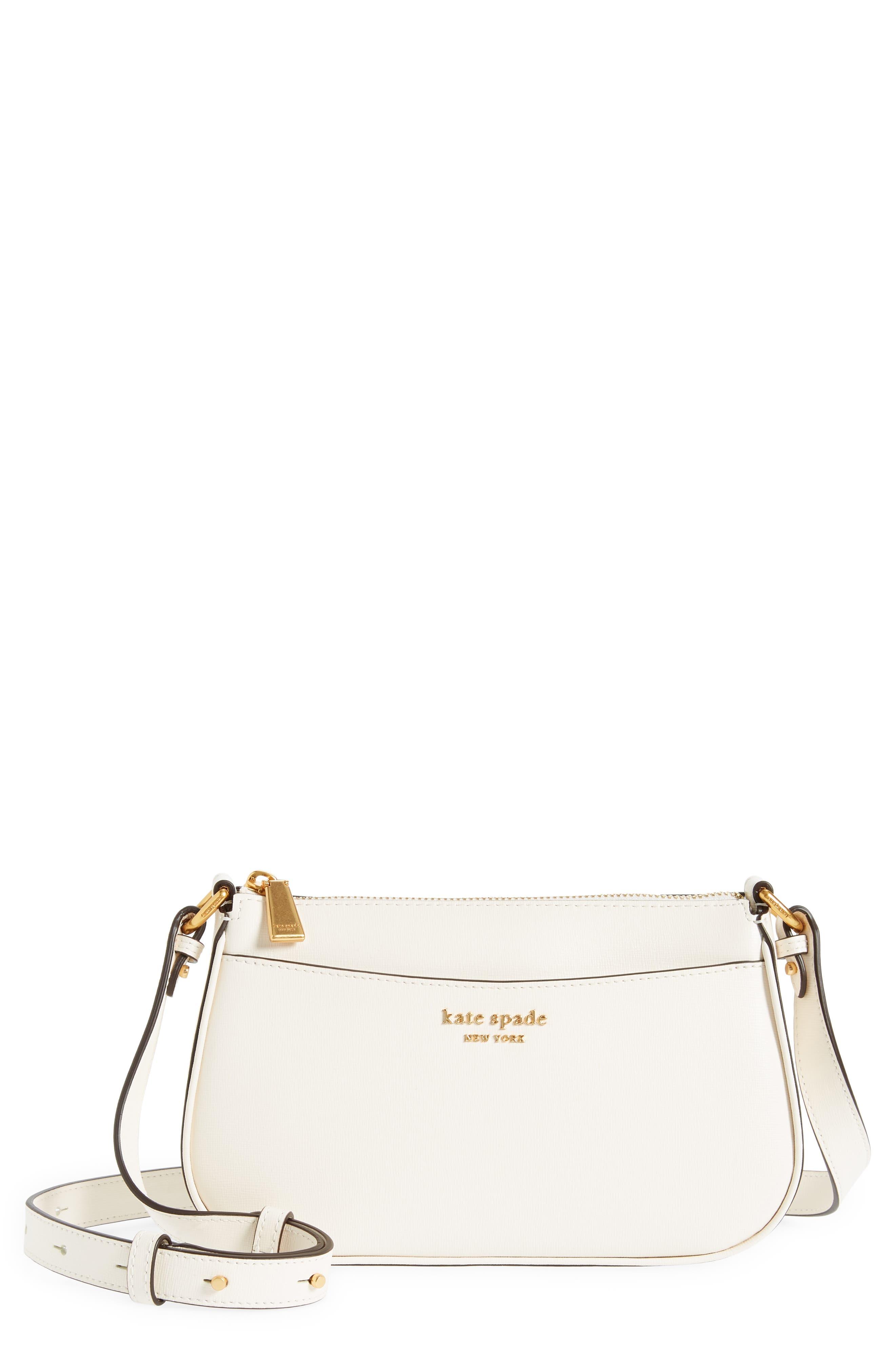 Kate Spade Small Bleecker Saffiano Leather Crossbody Bag in Natural