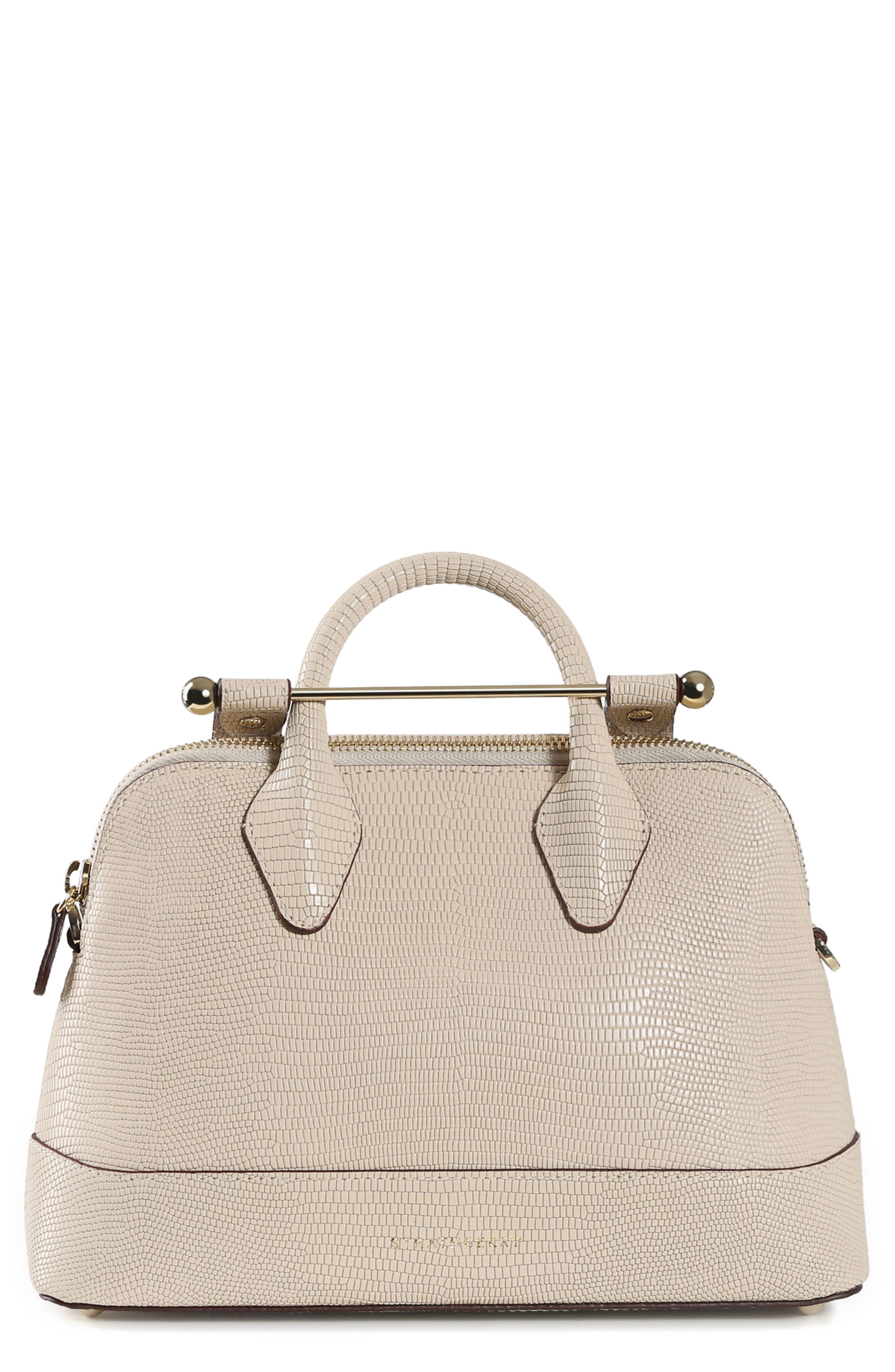 Strathberry Mini Dome Lizard Embossed Leather Top Handle Bag in
