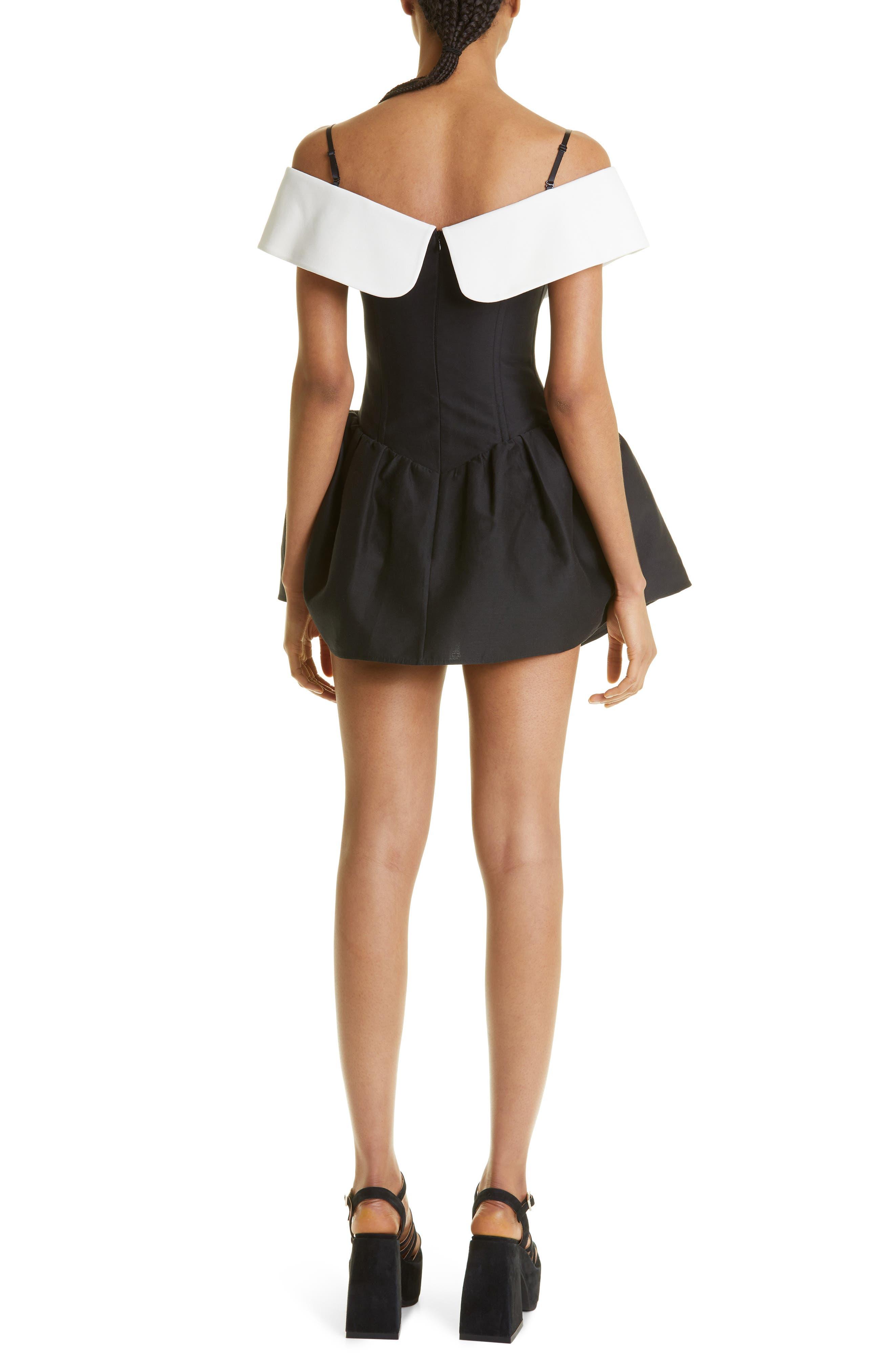 shushu tong black off the shoulder mini dress Black Bow Off Shoulder Minidress by SHUSHU/TONG on Sale