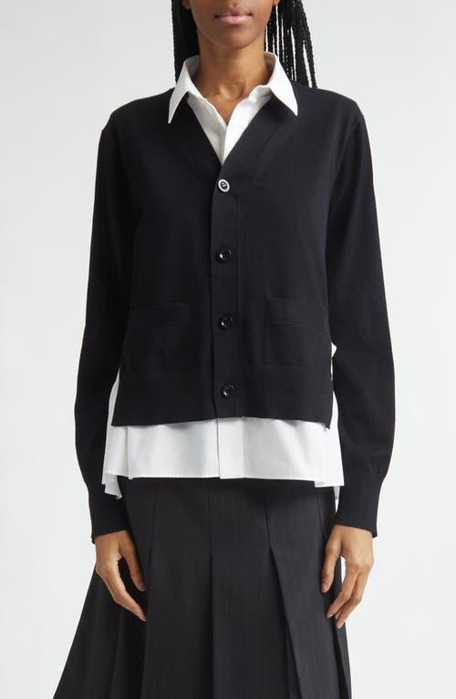 Sacai Mixed Media Poplin & Knit Cardigan in Blue | Lyst
