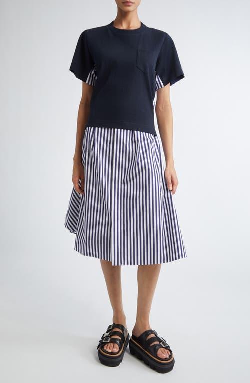 ■sacai■サカイ■Mixed Media Poplin & Jersey Midi Dress■ Sacai Mixed Media Poplin & Jersey Midi Dress in Blue | Lyst