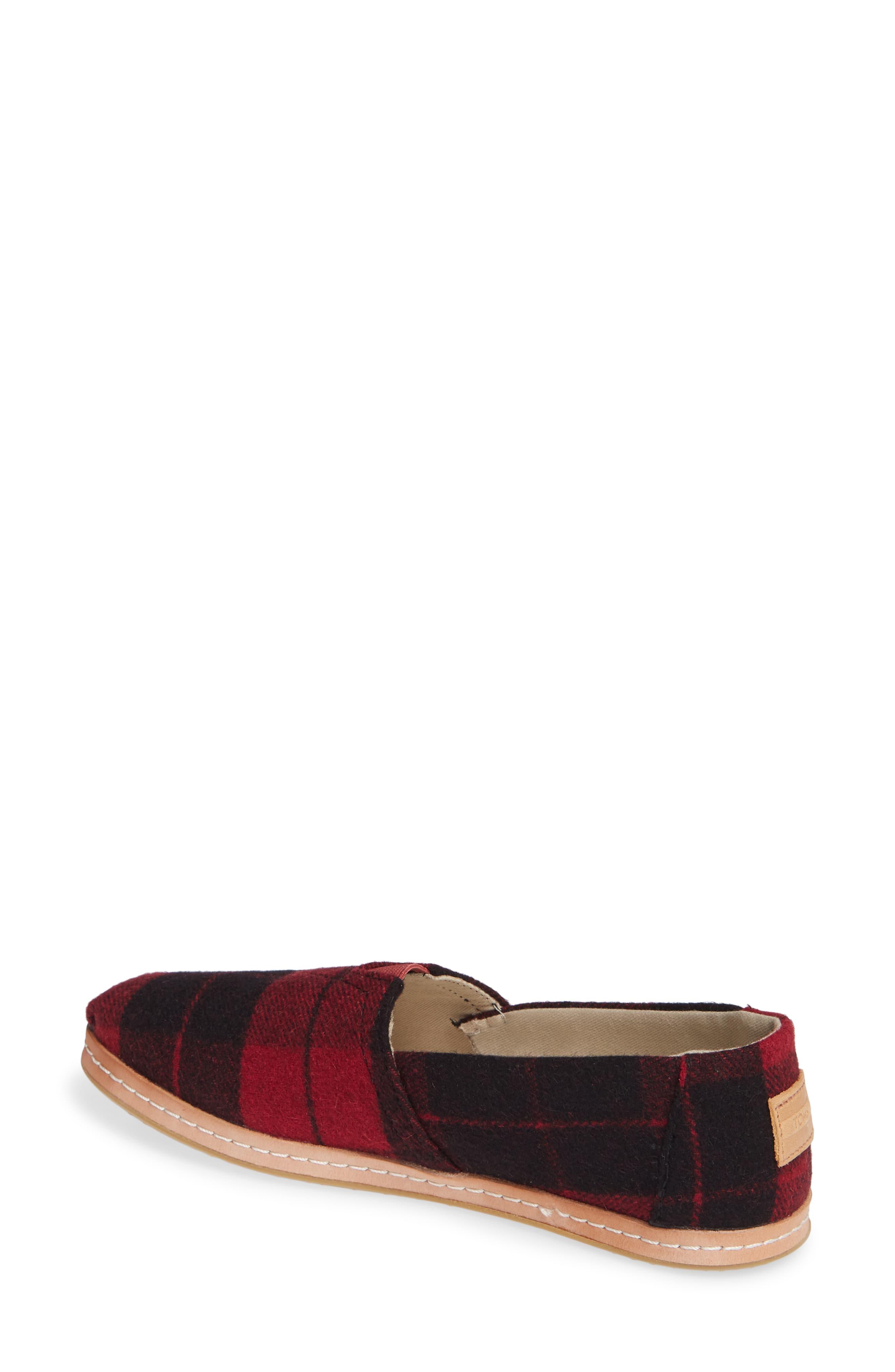 red plaid leather wrap alpargata