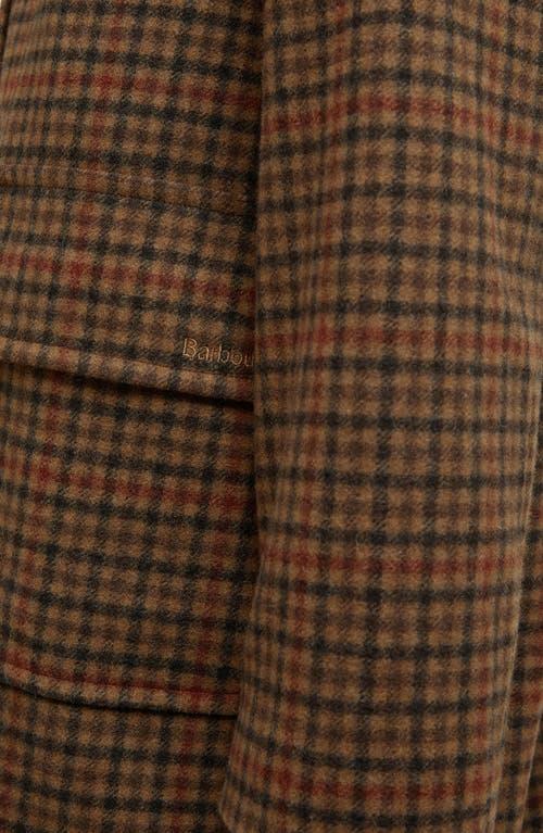 Barbour Melody Houndstooth Check Wool Blend Duffle Coat in Brown