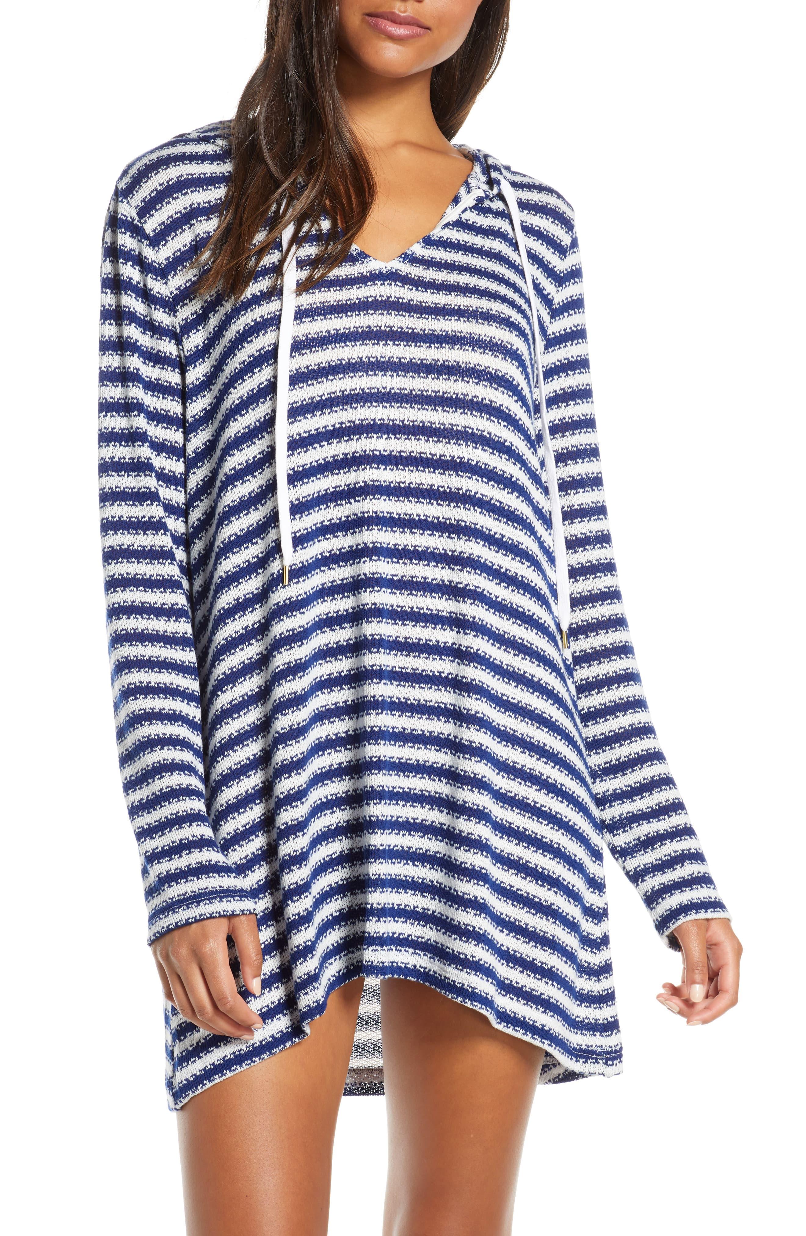 La Blanca Slouchy Hooded Sweater Coverup Tunic in Midnight (Blue) Lyst