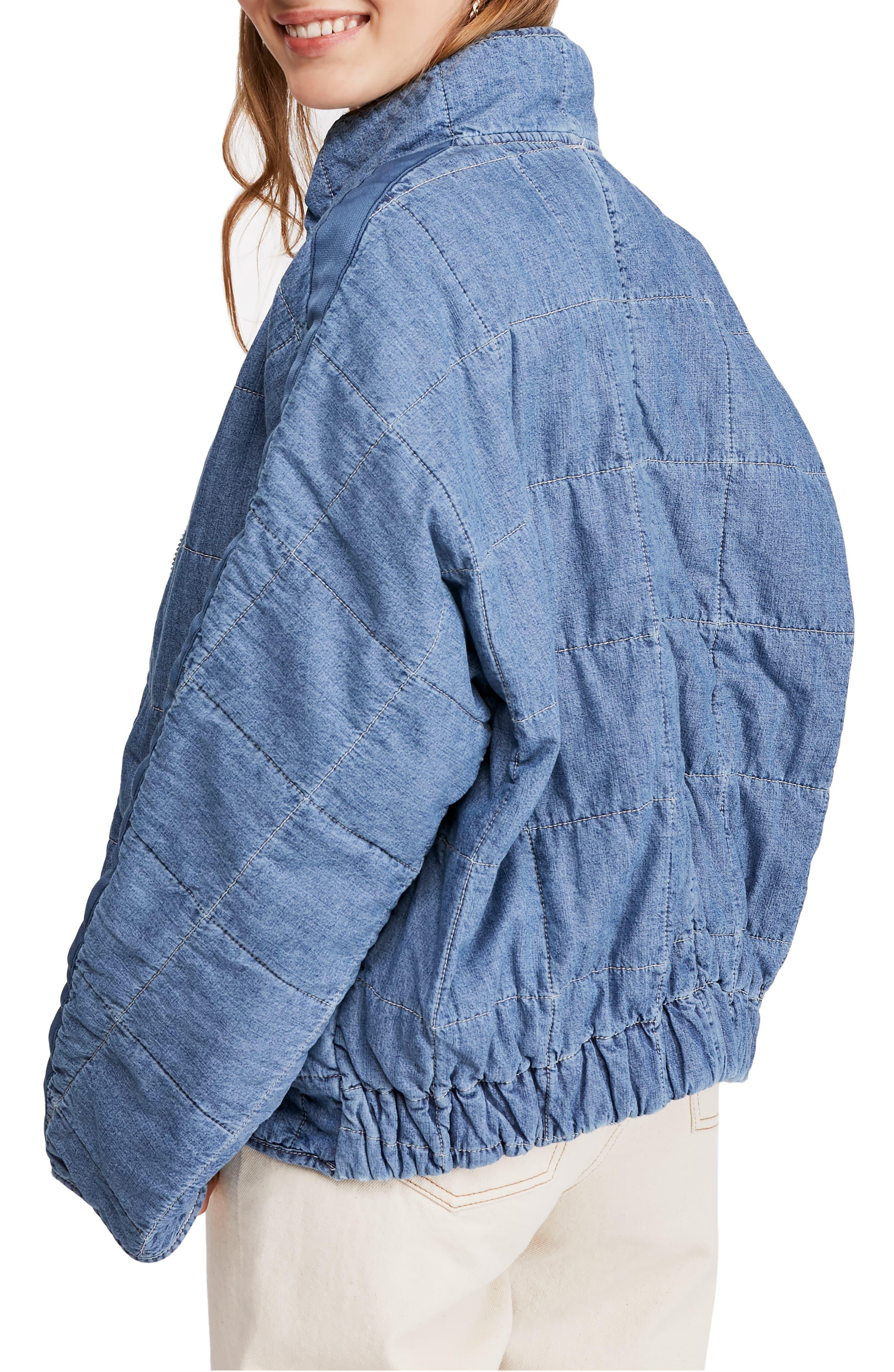 Free People Dolman Sleeve Quilted Denim Jacket in Blue Lyst