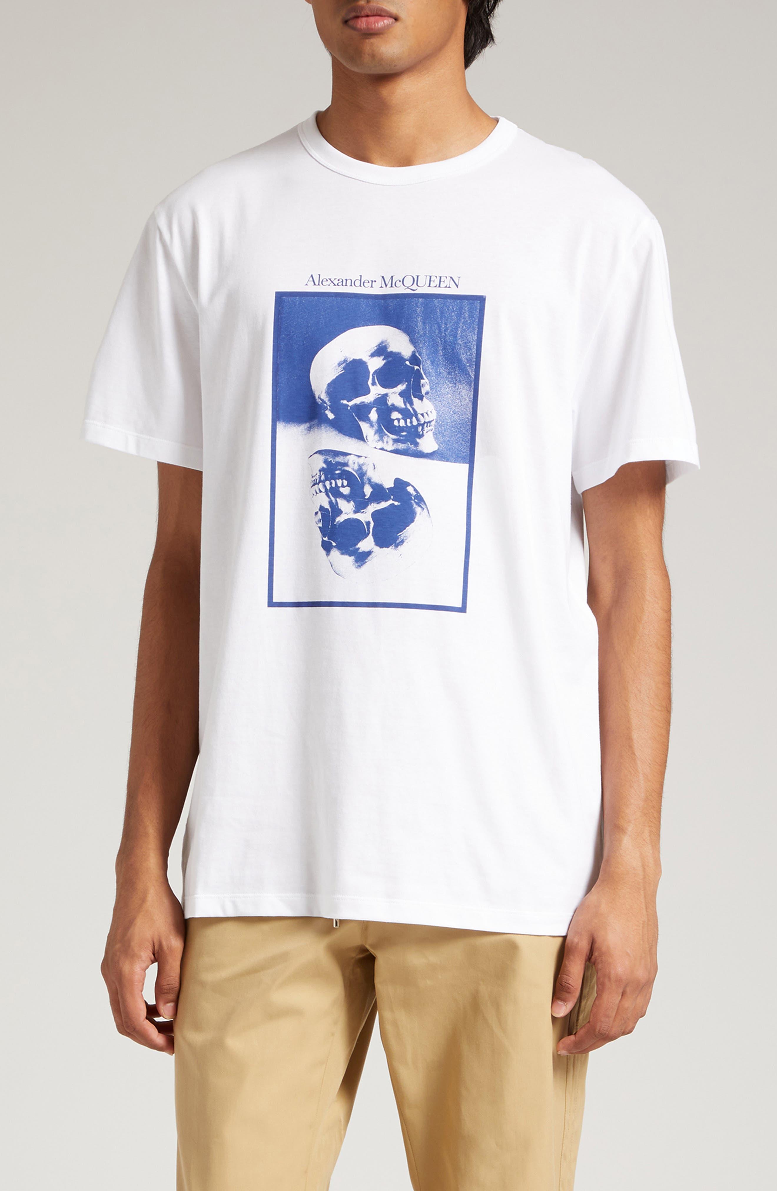 Alexander McQueen Skull Cotton Graphic T-shirt in White for Men | Lyst