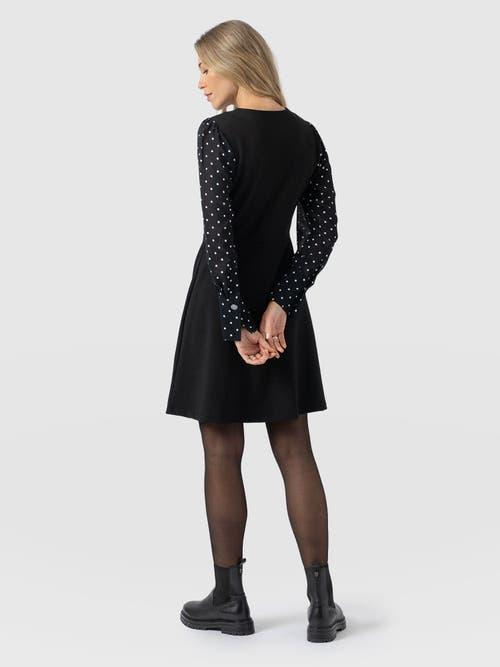 black mini dress with drape Shop Sannde Gathered Shoulder Mesh Mini Skater Dress Black for Women Online